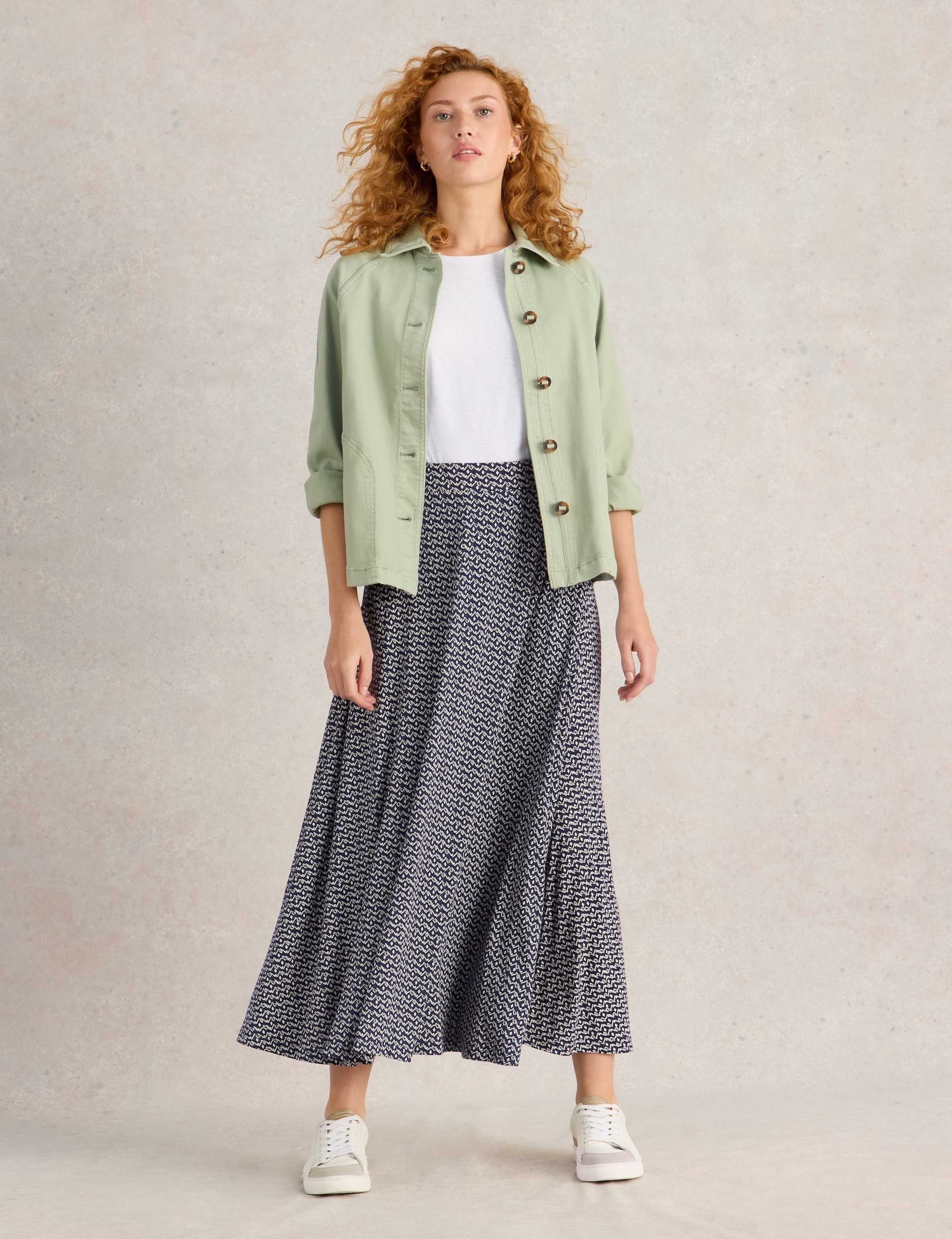 Jersey Printed Midaxi A-Line Skirt