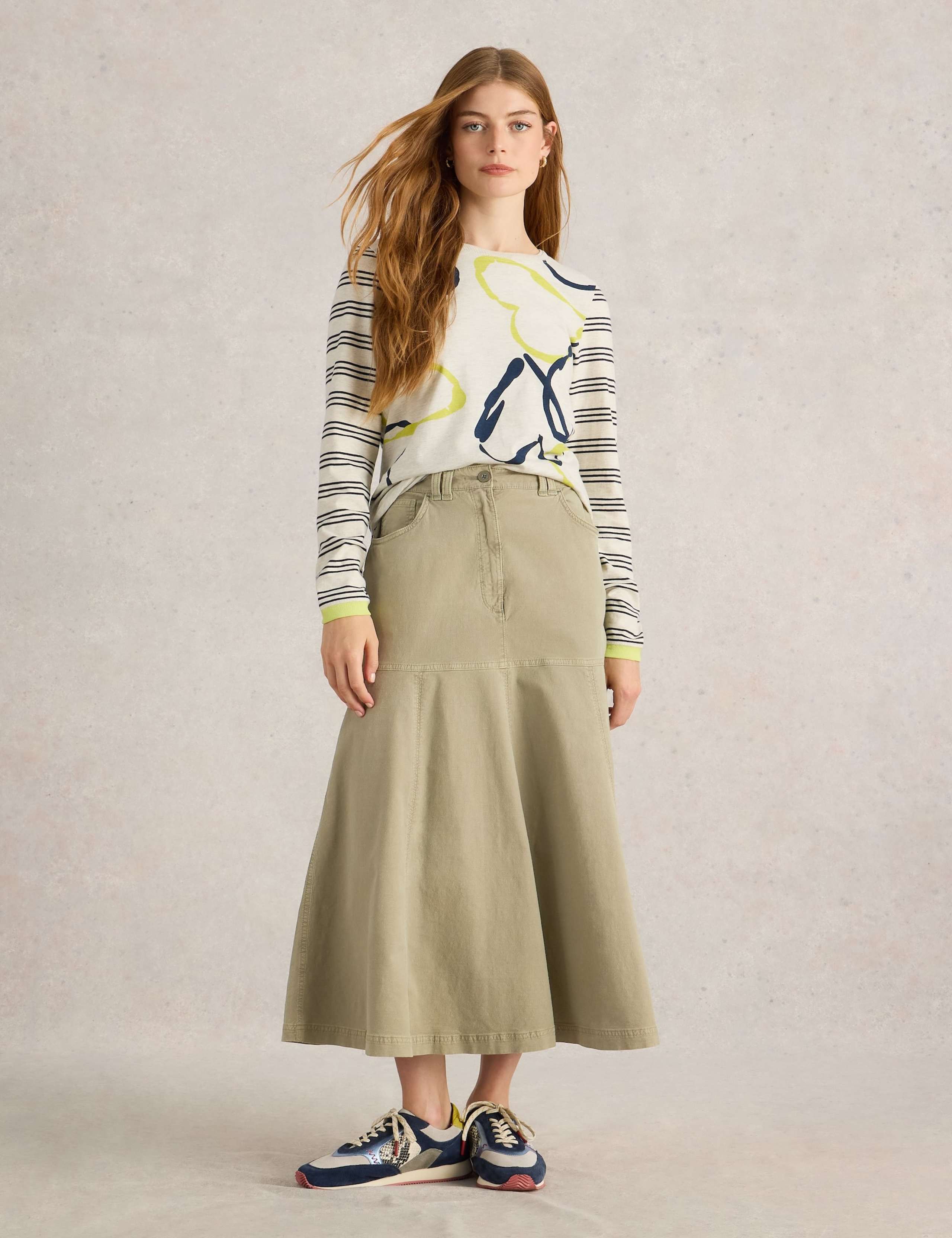 Cotton Rich Midaxi A-Line Skirt