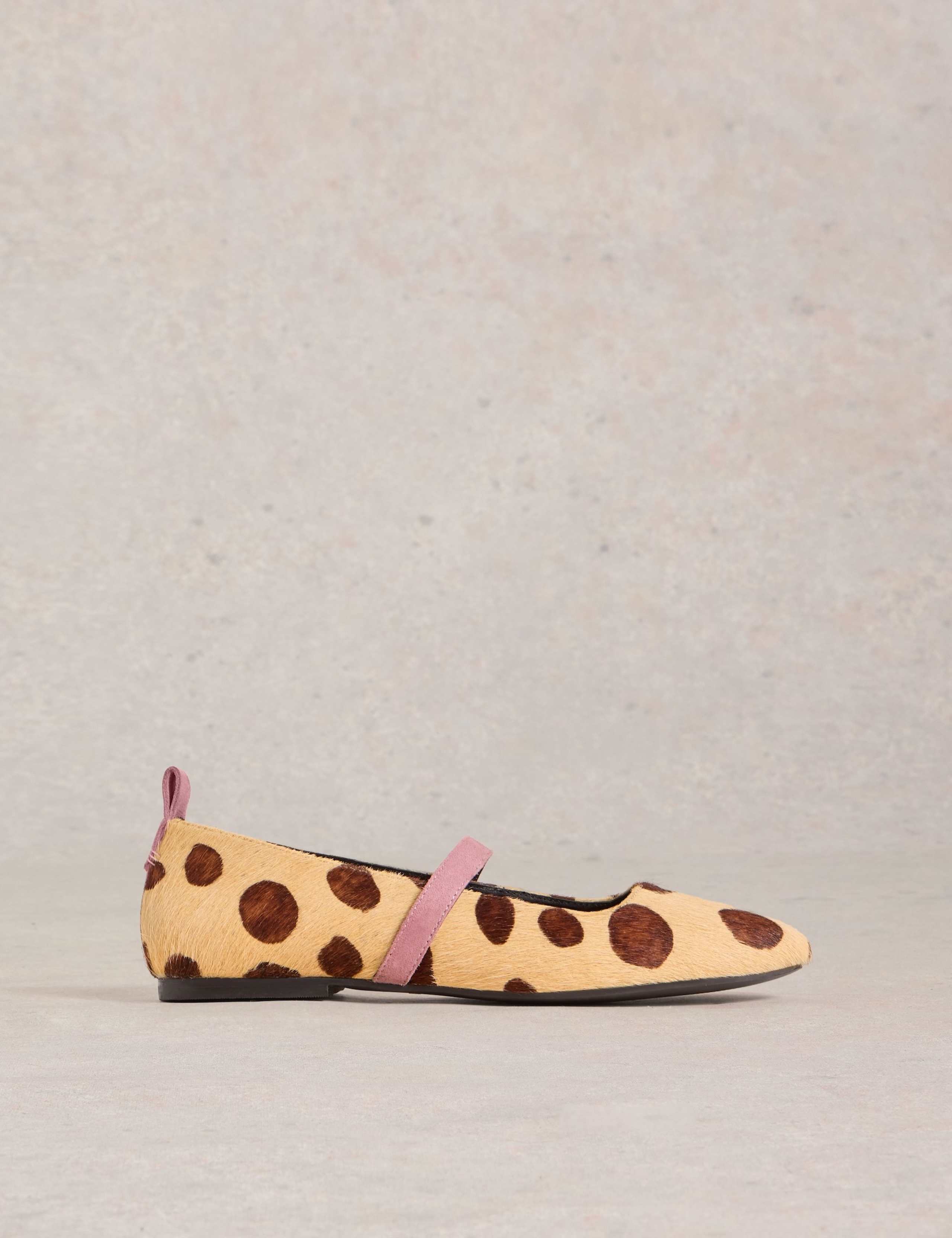 Suede Animal Print Flat Pumps