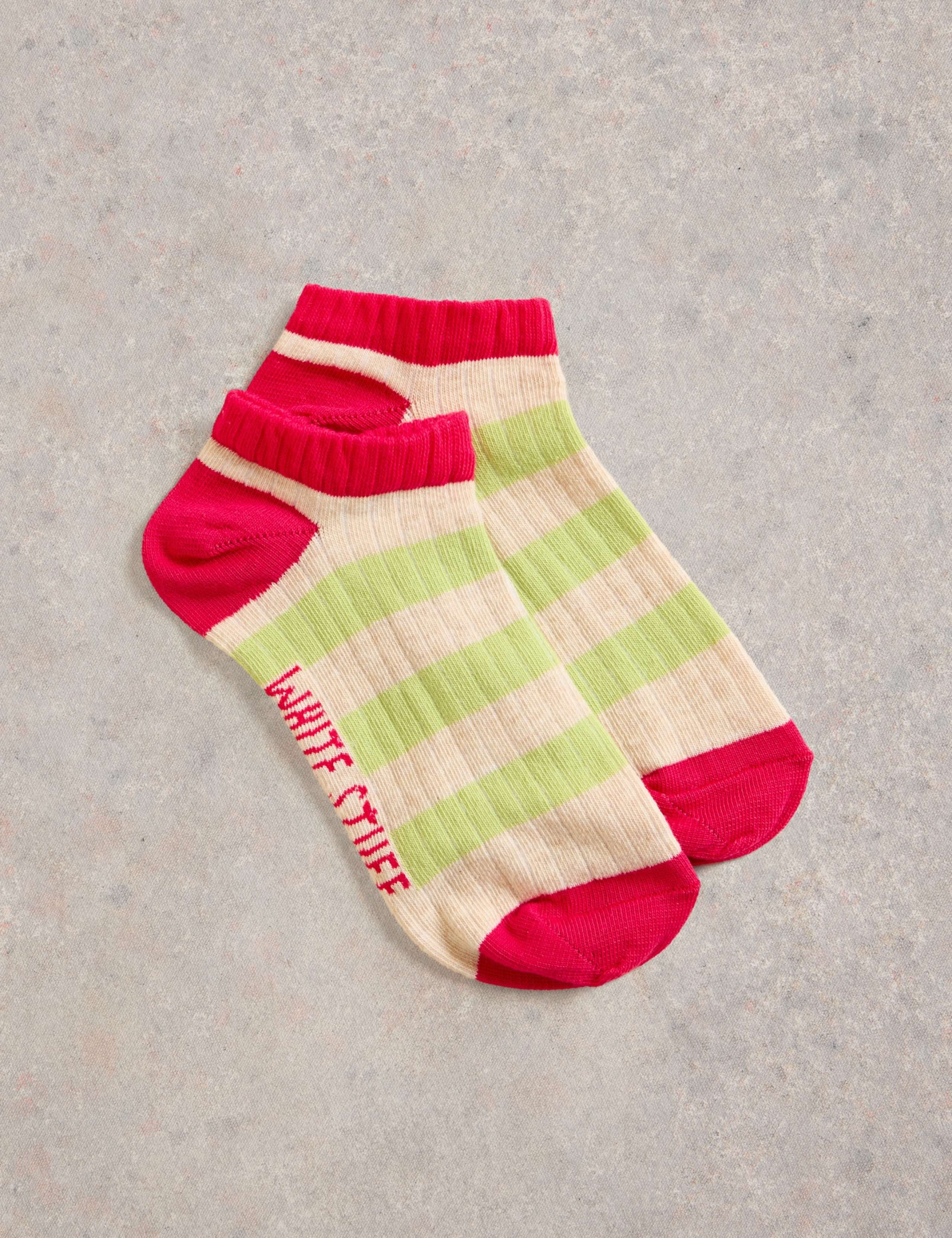 Cotton Rich Block Stripe Trainer Socks