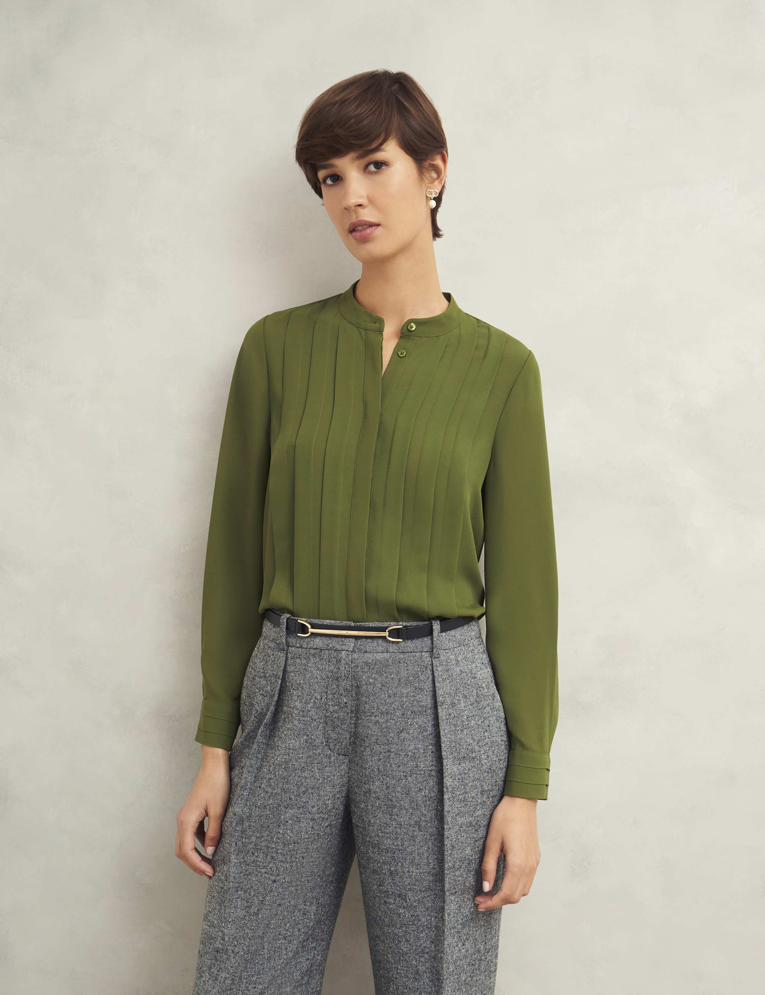 Pleated Round Neck Blouse