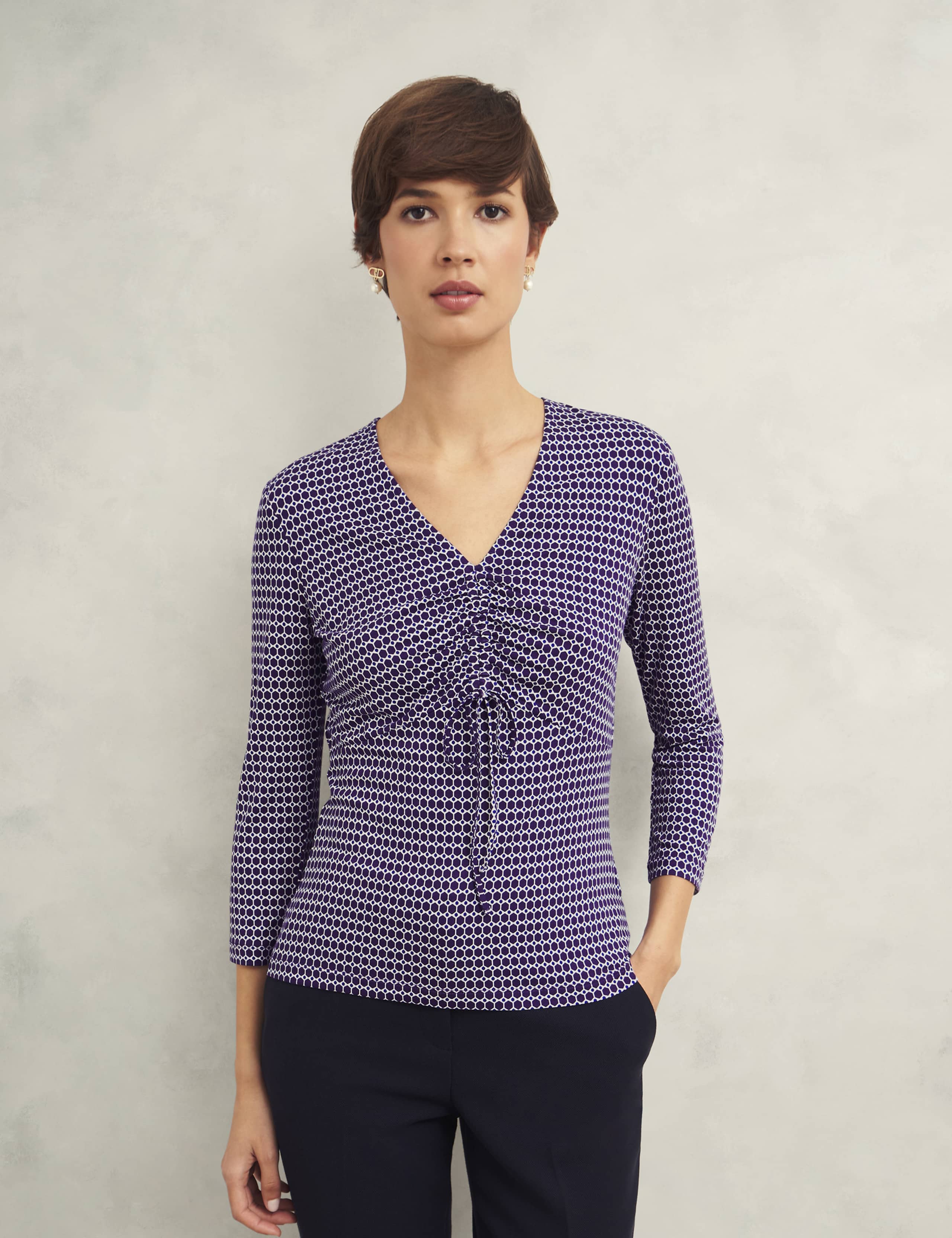 Printed Tie Front Top