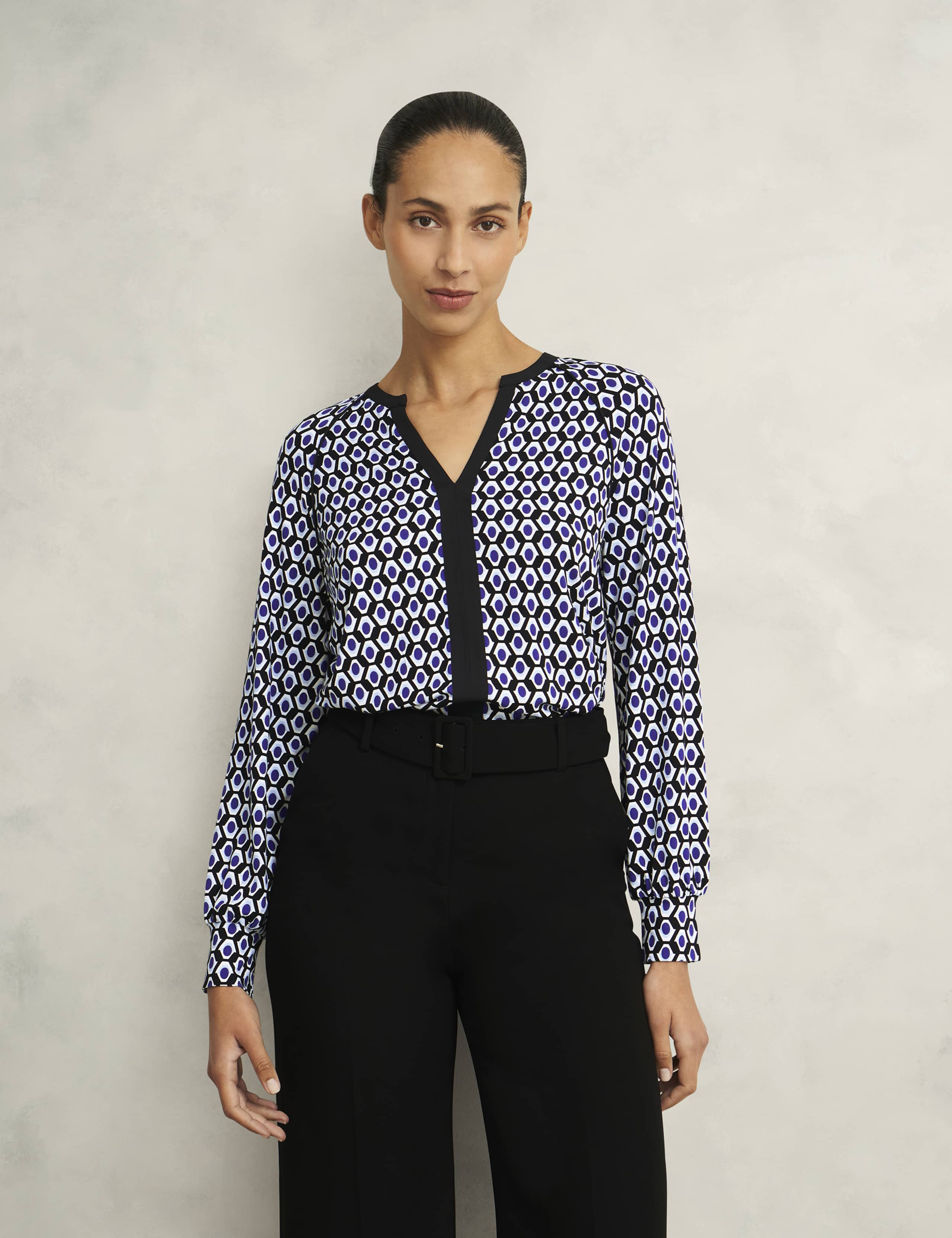 Jersey Geometric V-Neck Top