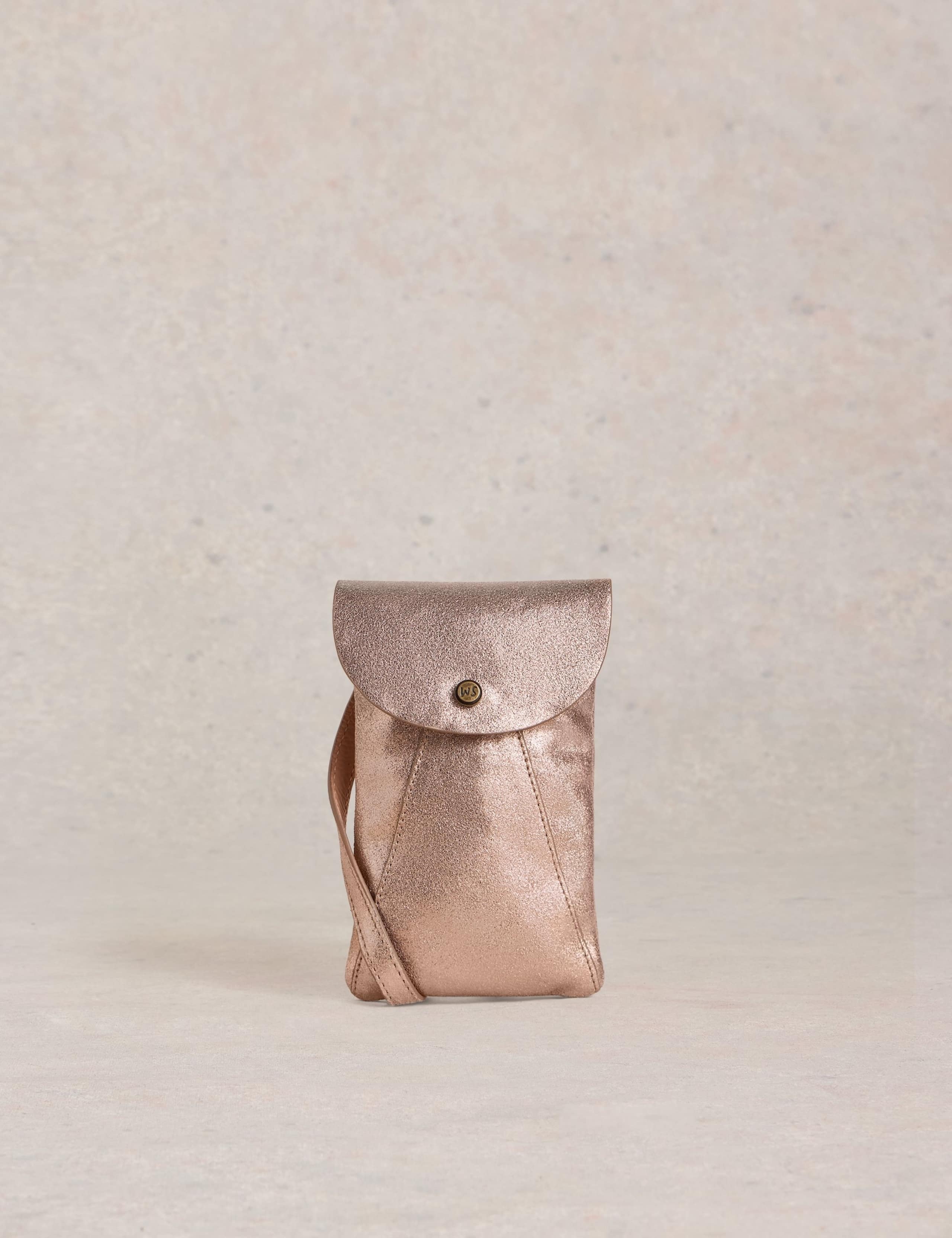 Leather Metallic Cross Body Phone Bag