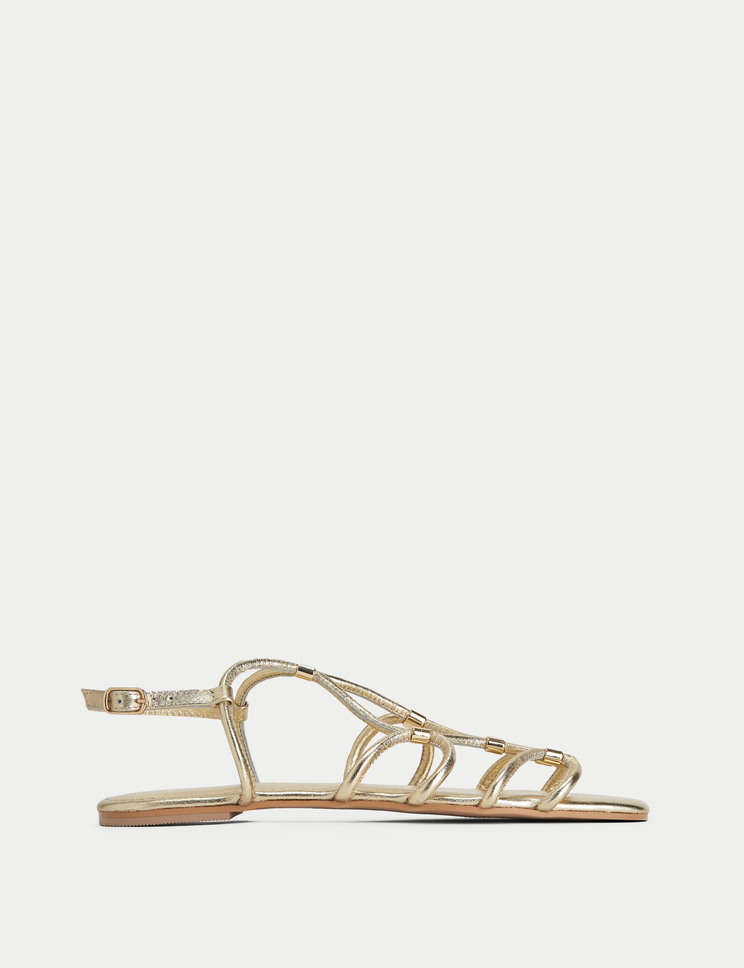 Leather Metallic Flat Gladiator Sandals