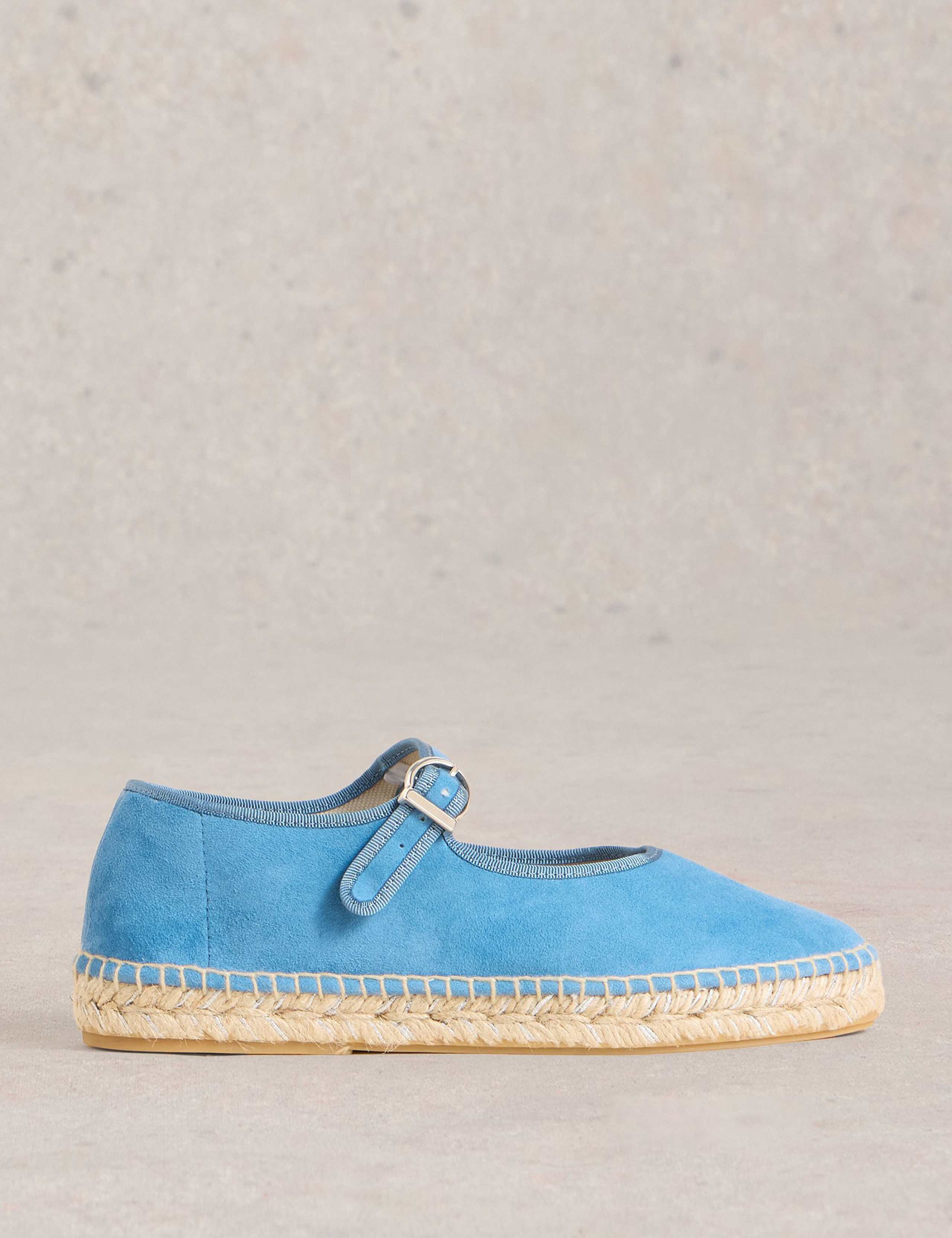 Suede Mary Jane Flat Espadrilles