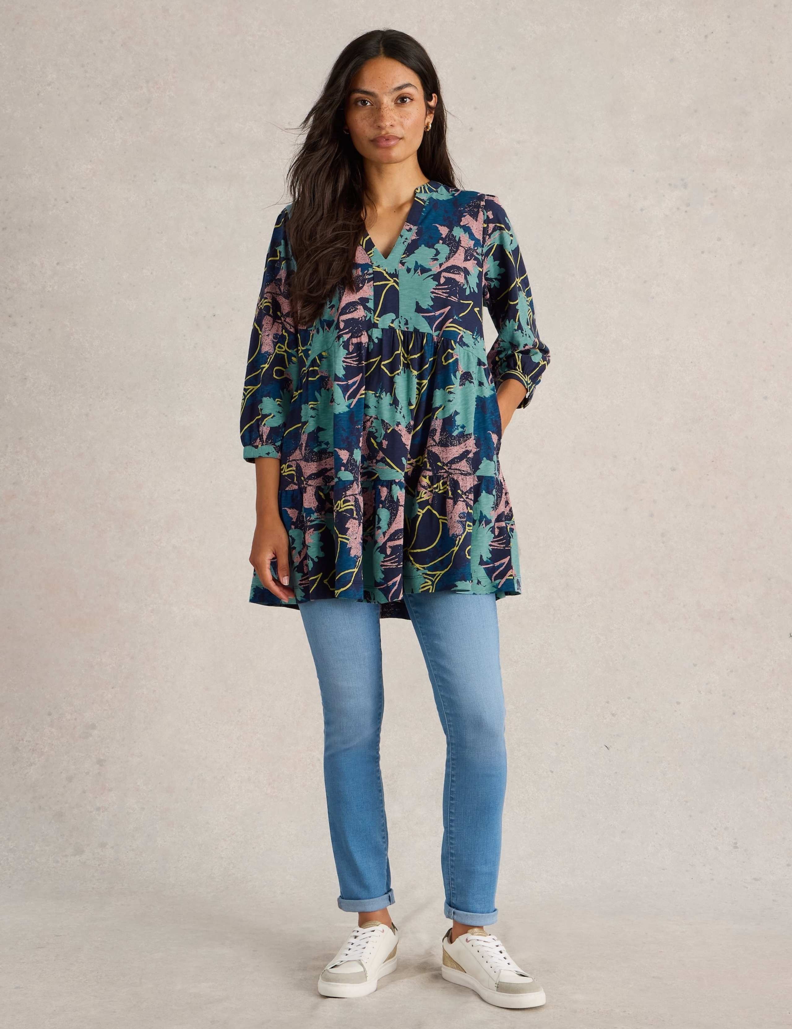 Pure Cotton Printed V-Neck Tunic