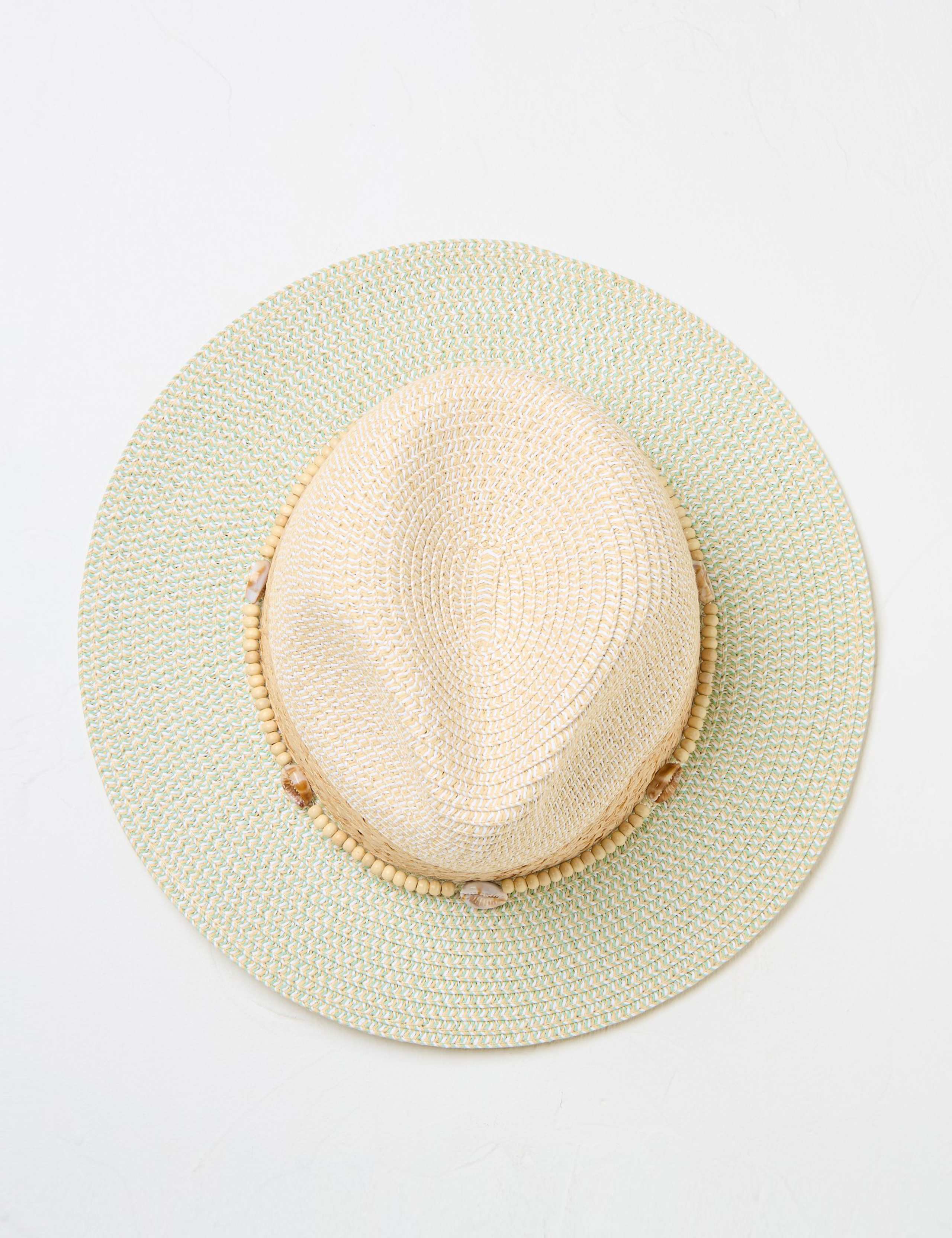 Straw Colour Block Fedora Hat