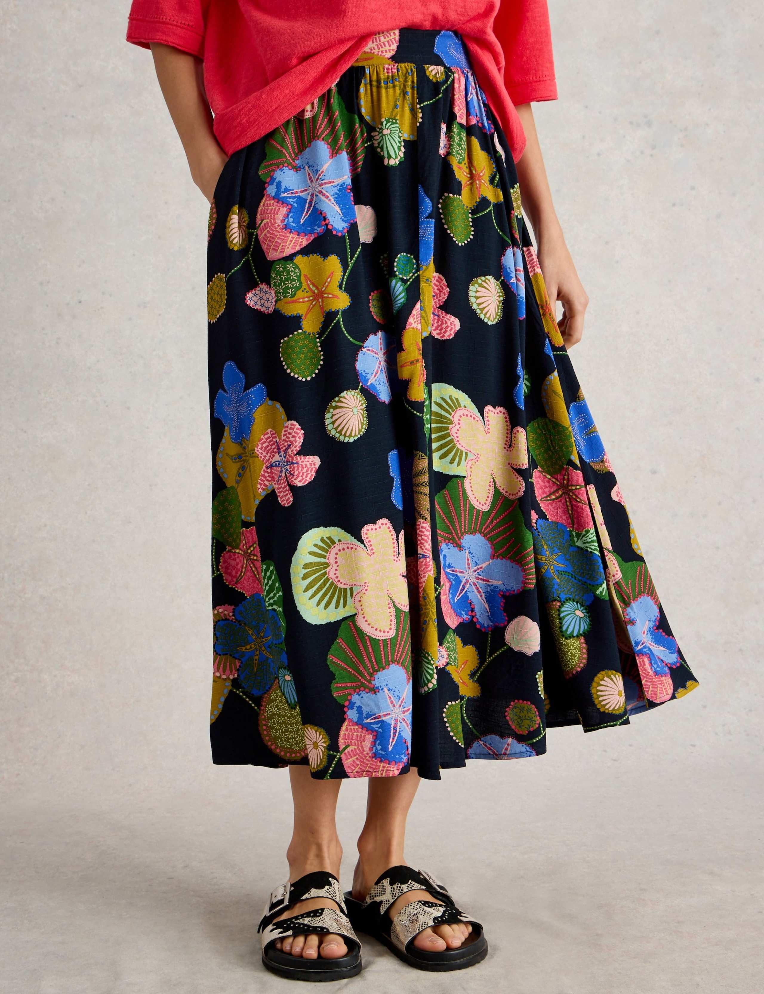 Jersey Printed Midi Skirt