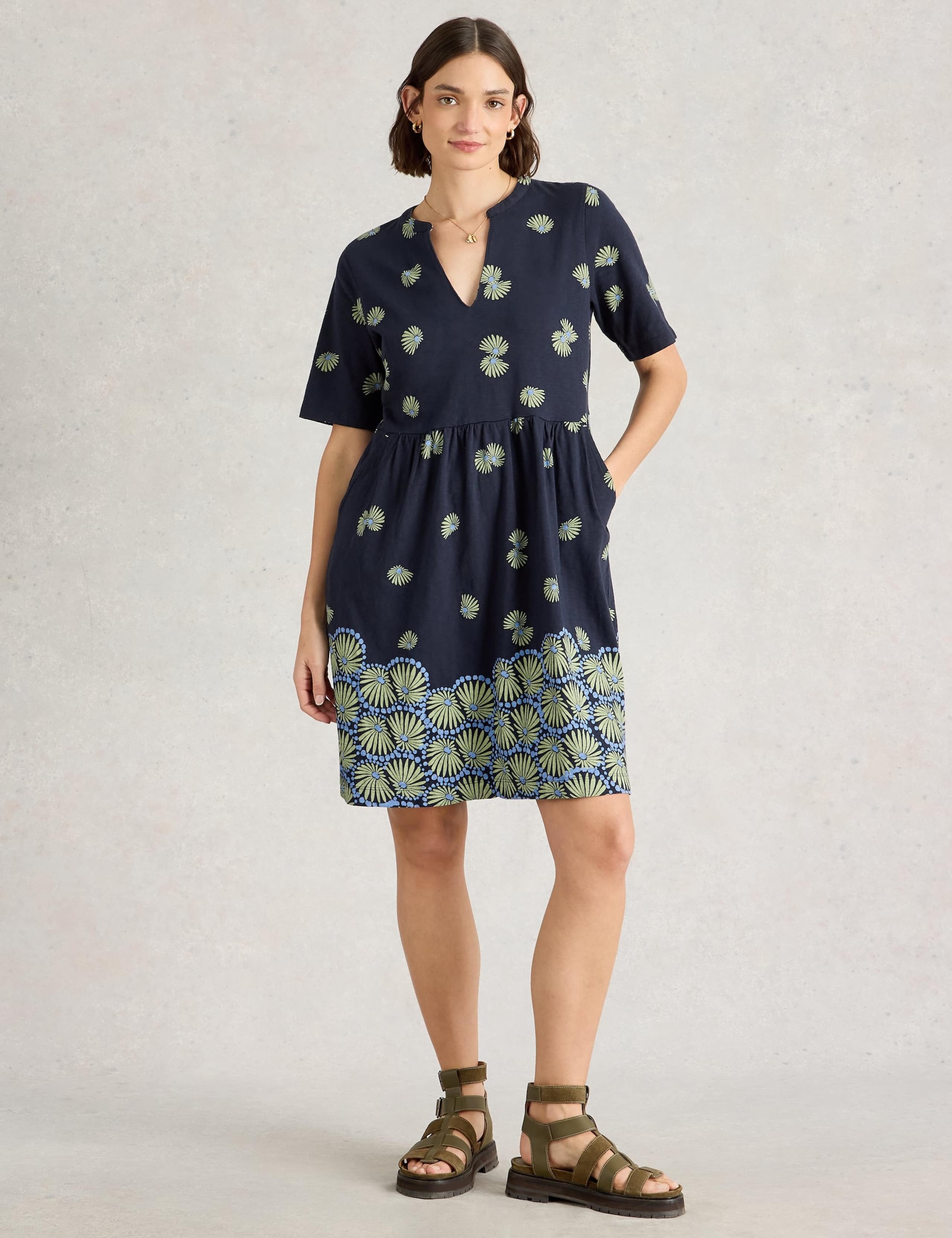 Pure Cotton Jersey Printed Smock Dress
