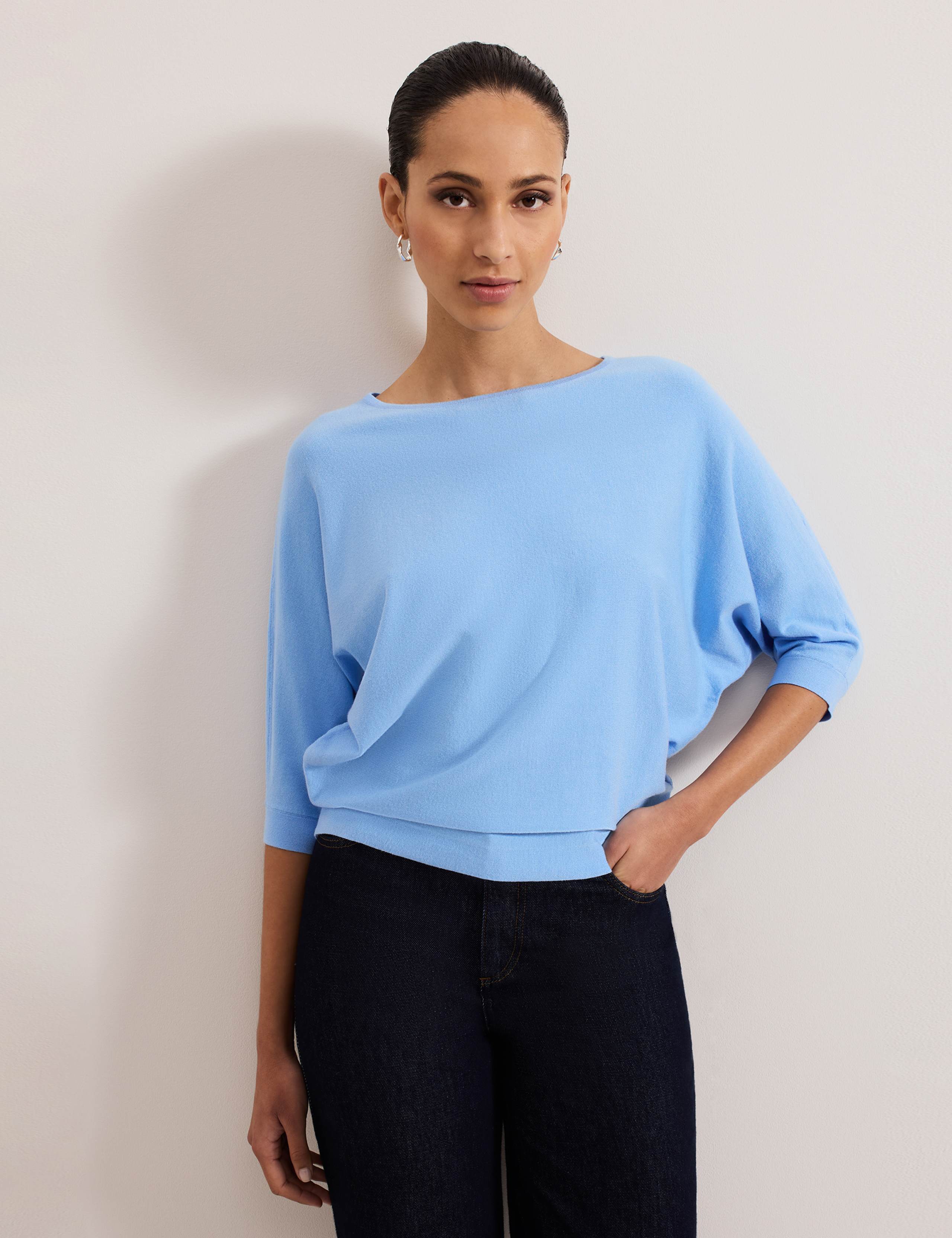 Slash Neck Batwing Sleeve Jumper