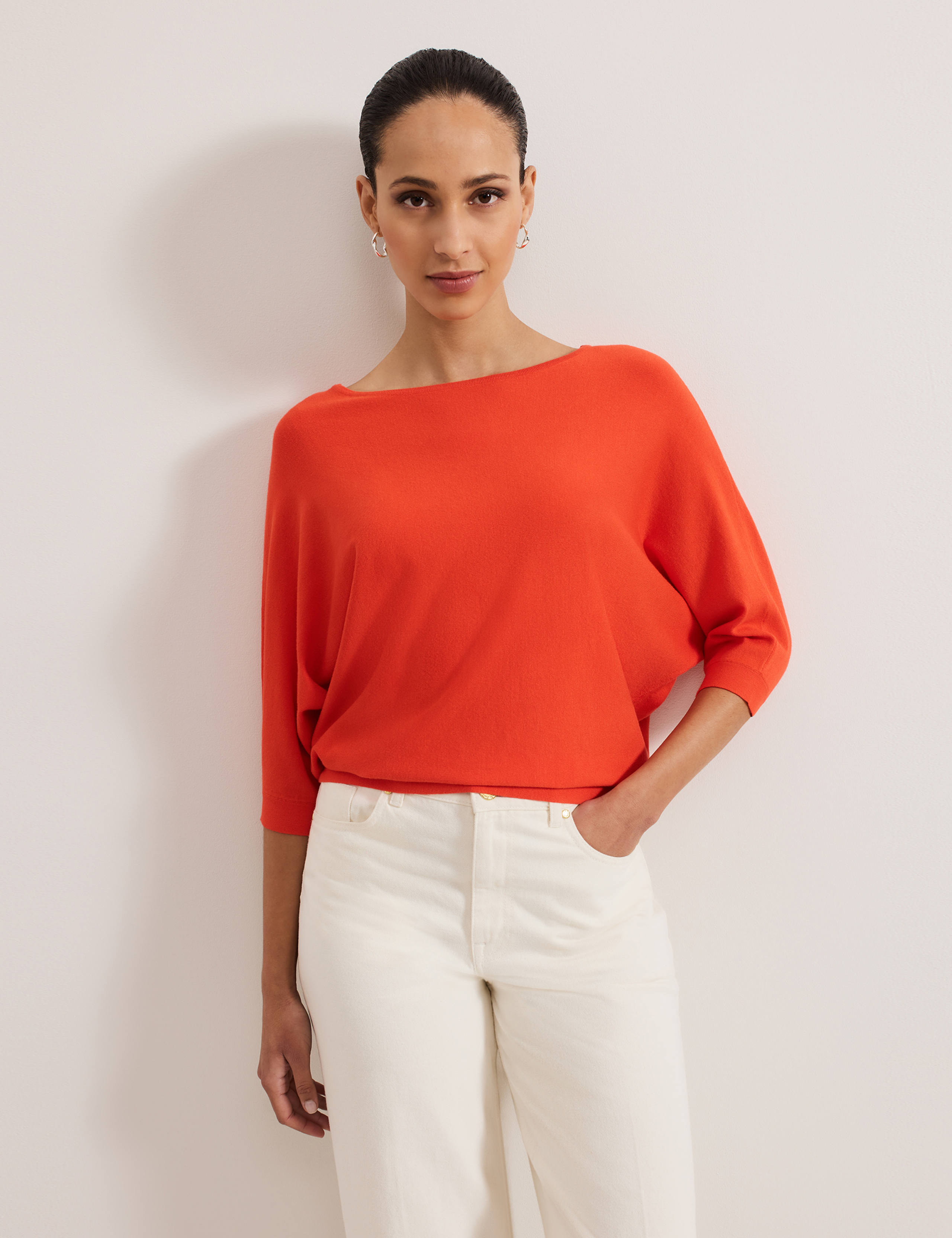 Slash Neck Batwing Sleeve Jumper