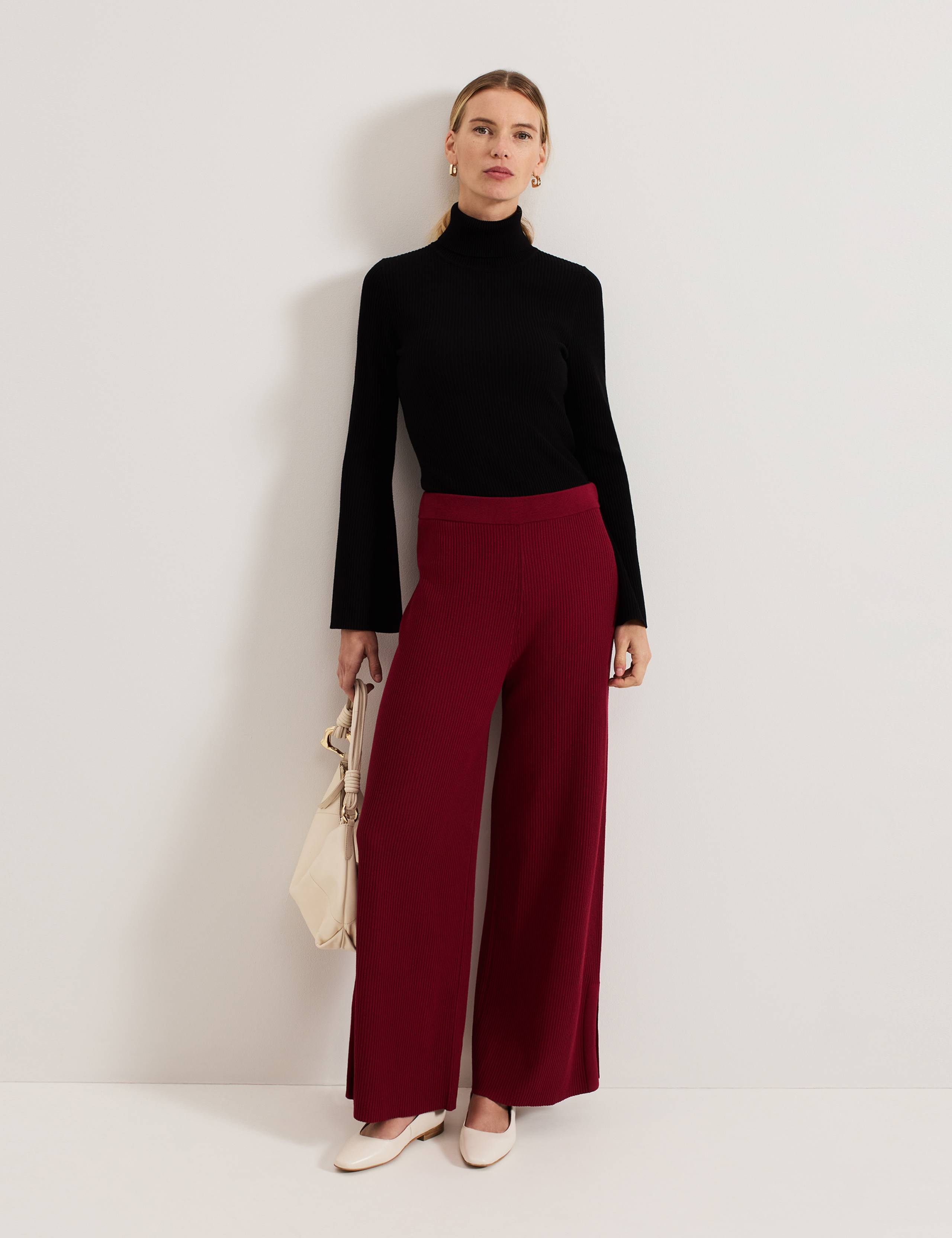 Ribbed Wide Leg Trousers
