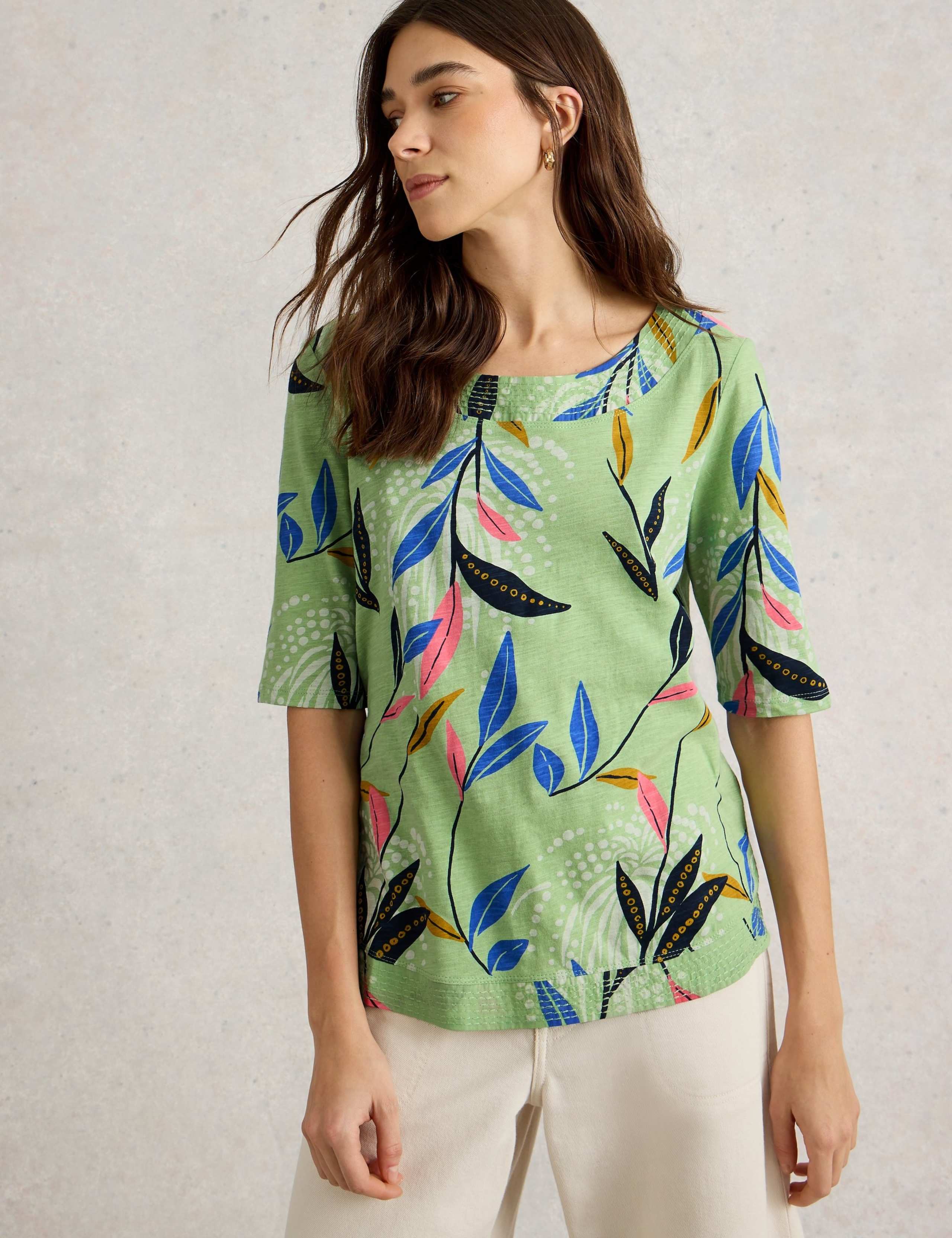 Jersey Leaf Print TShirt