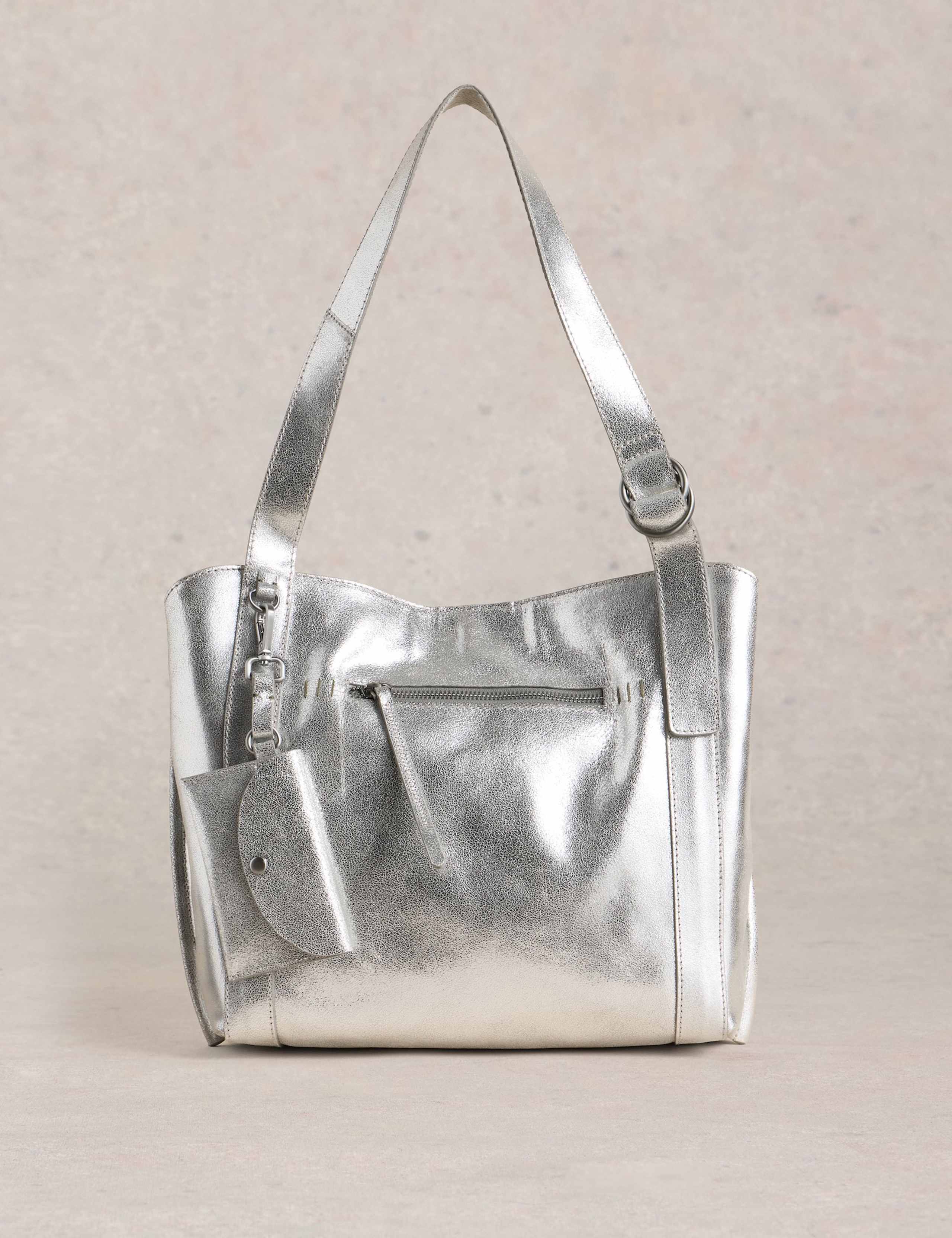 Metallic Leather Tote Bag