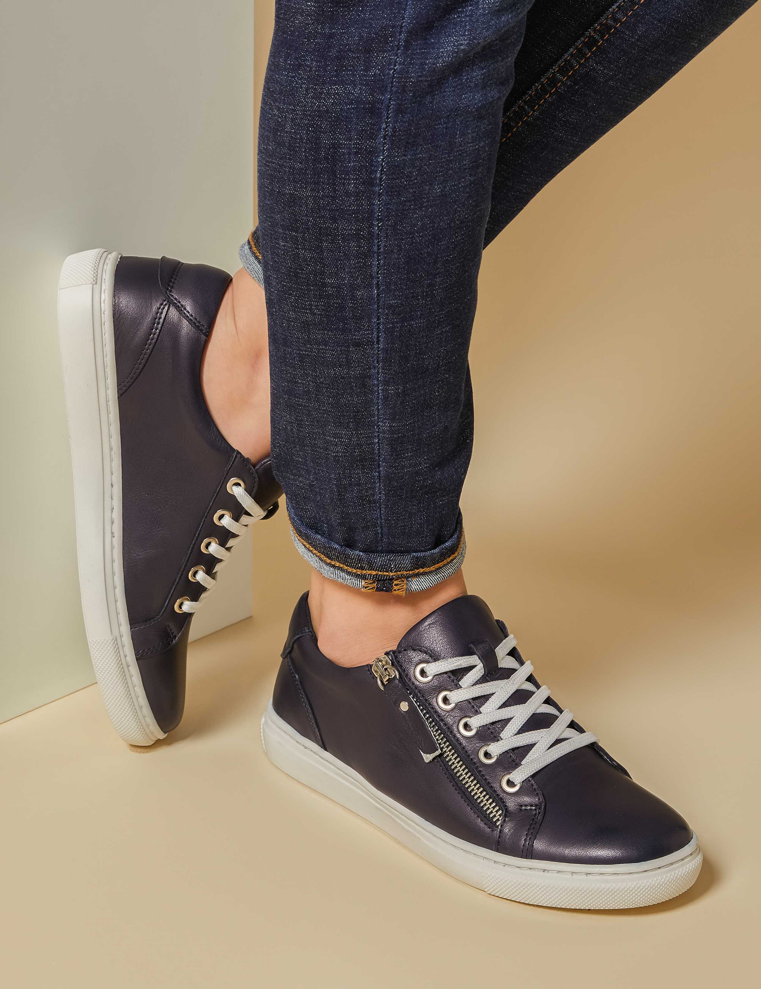 Leather Zip Up Trainers