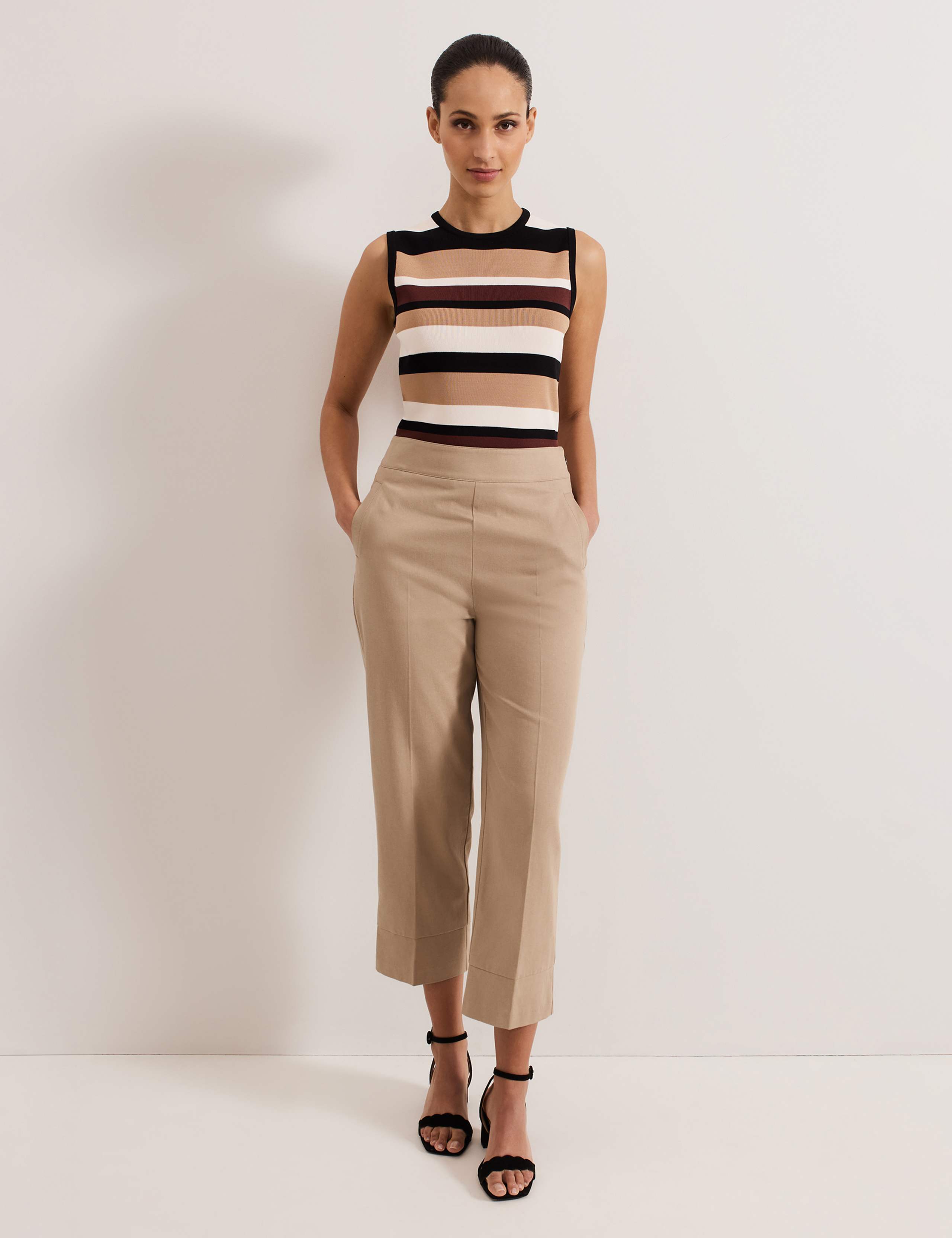 Lyocell Rich Straight Leg Cropped Trousers