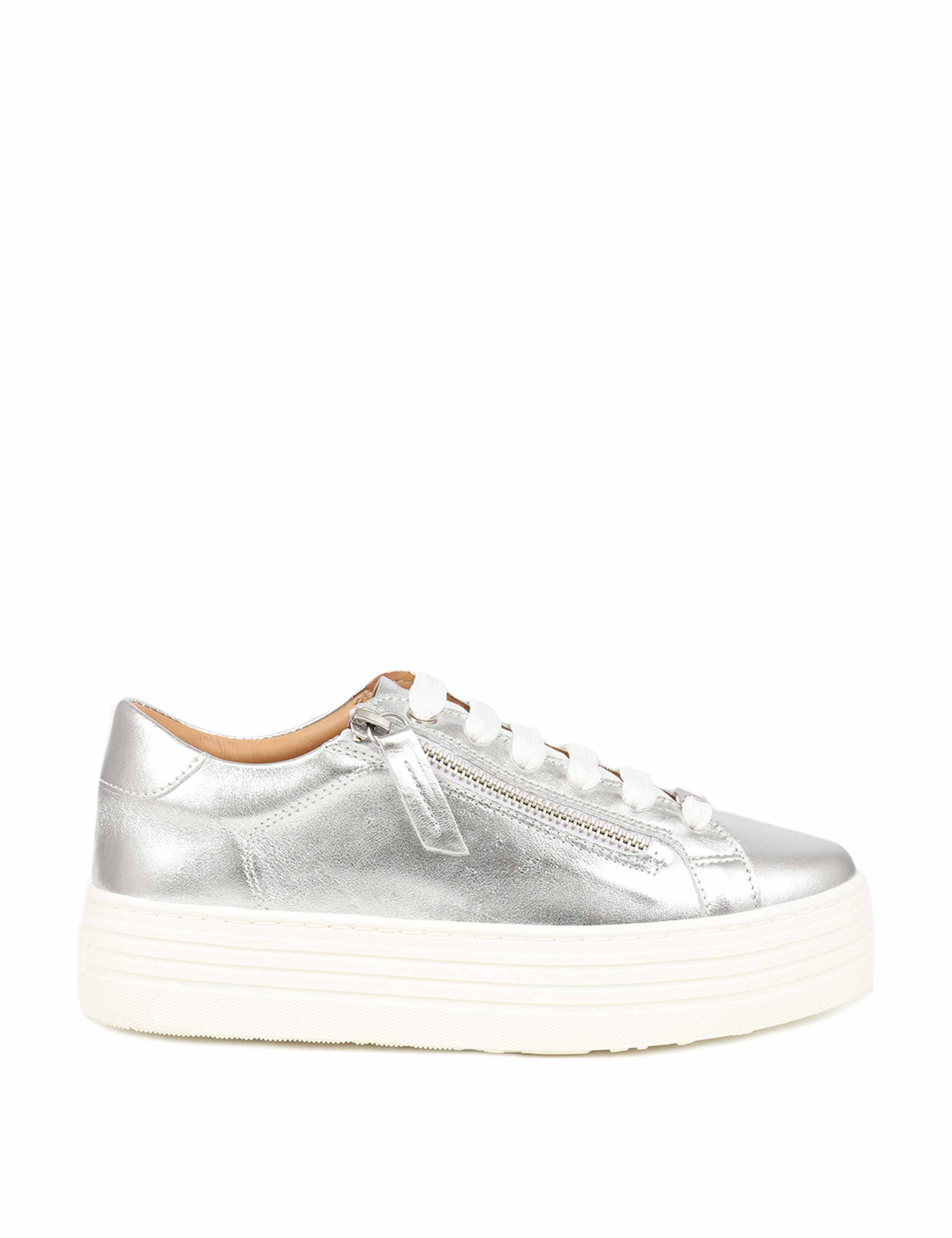 Leather Lace Up Flatform Trainers