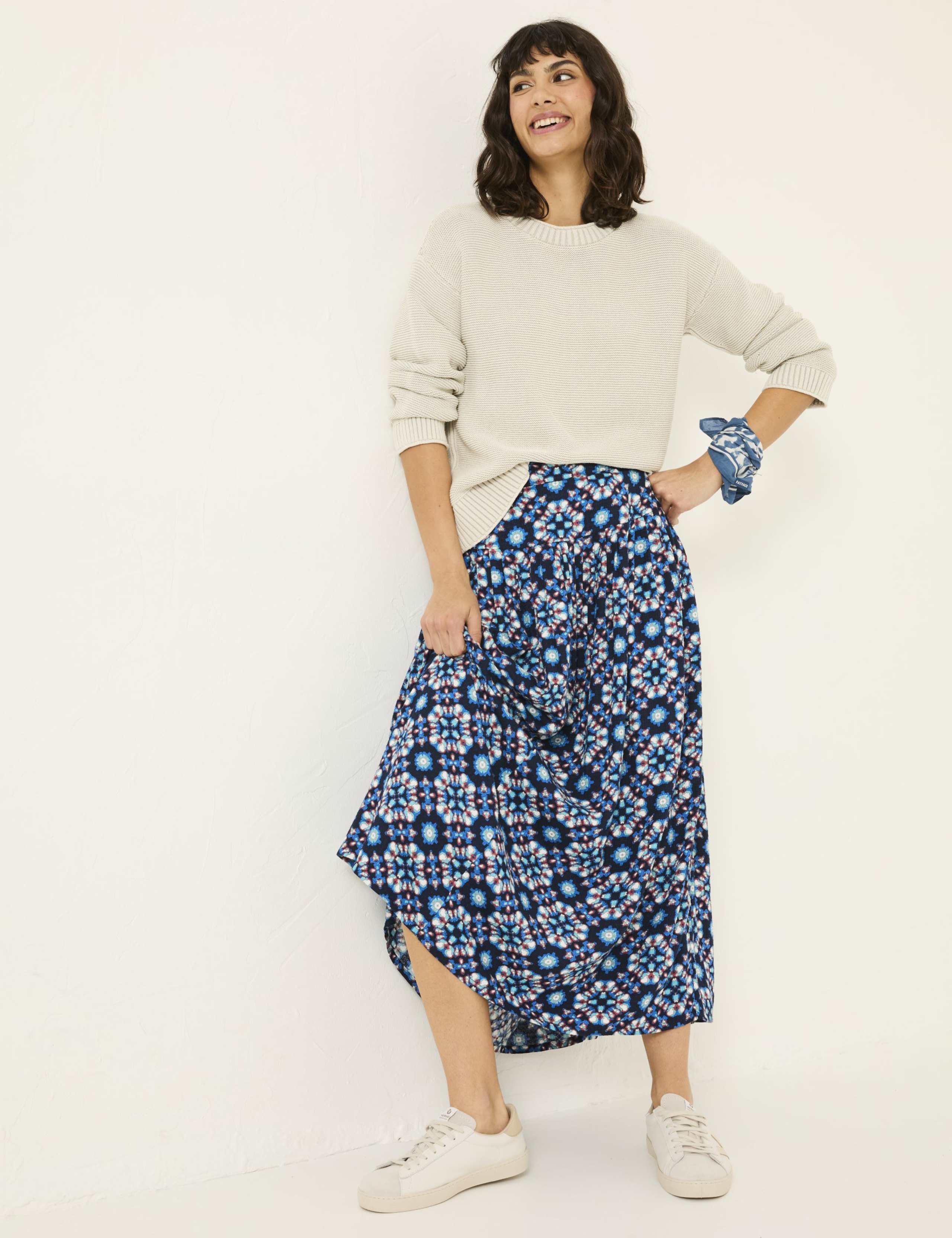 Geometric Pleated Midi Slip Skirt