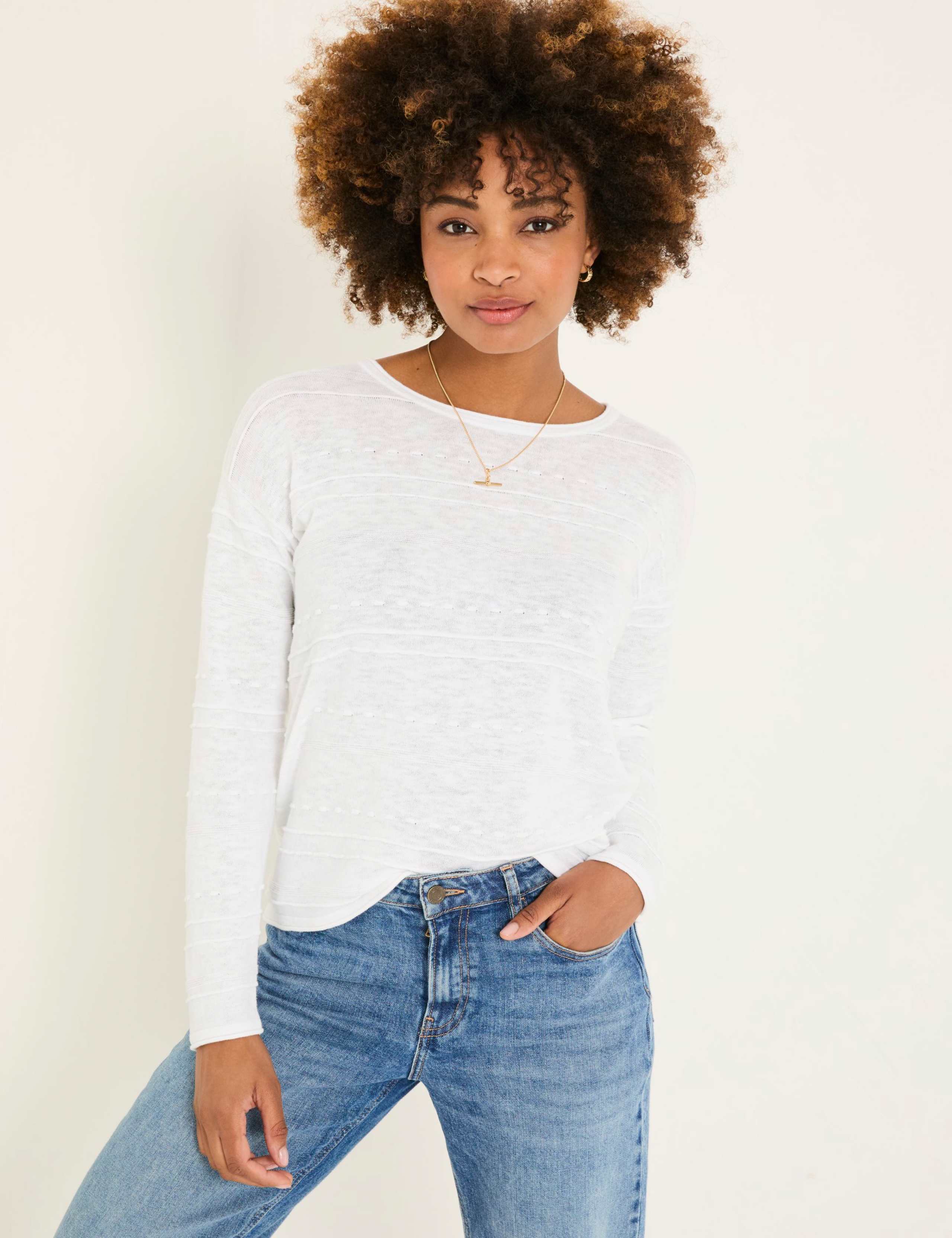 Cotton Rich Jumper with Linen
