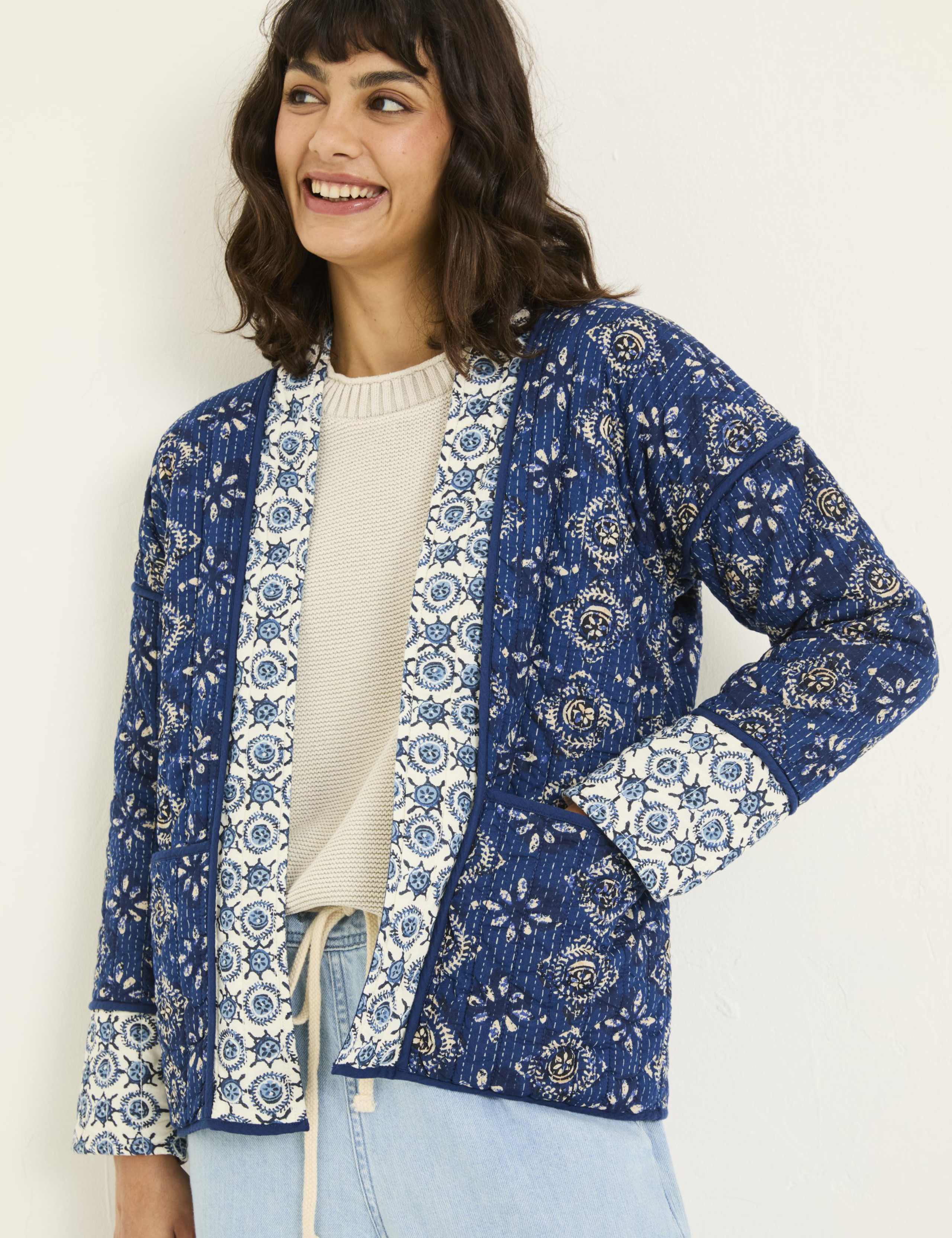 Pure Cotton Floral Quilted Jacket