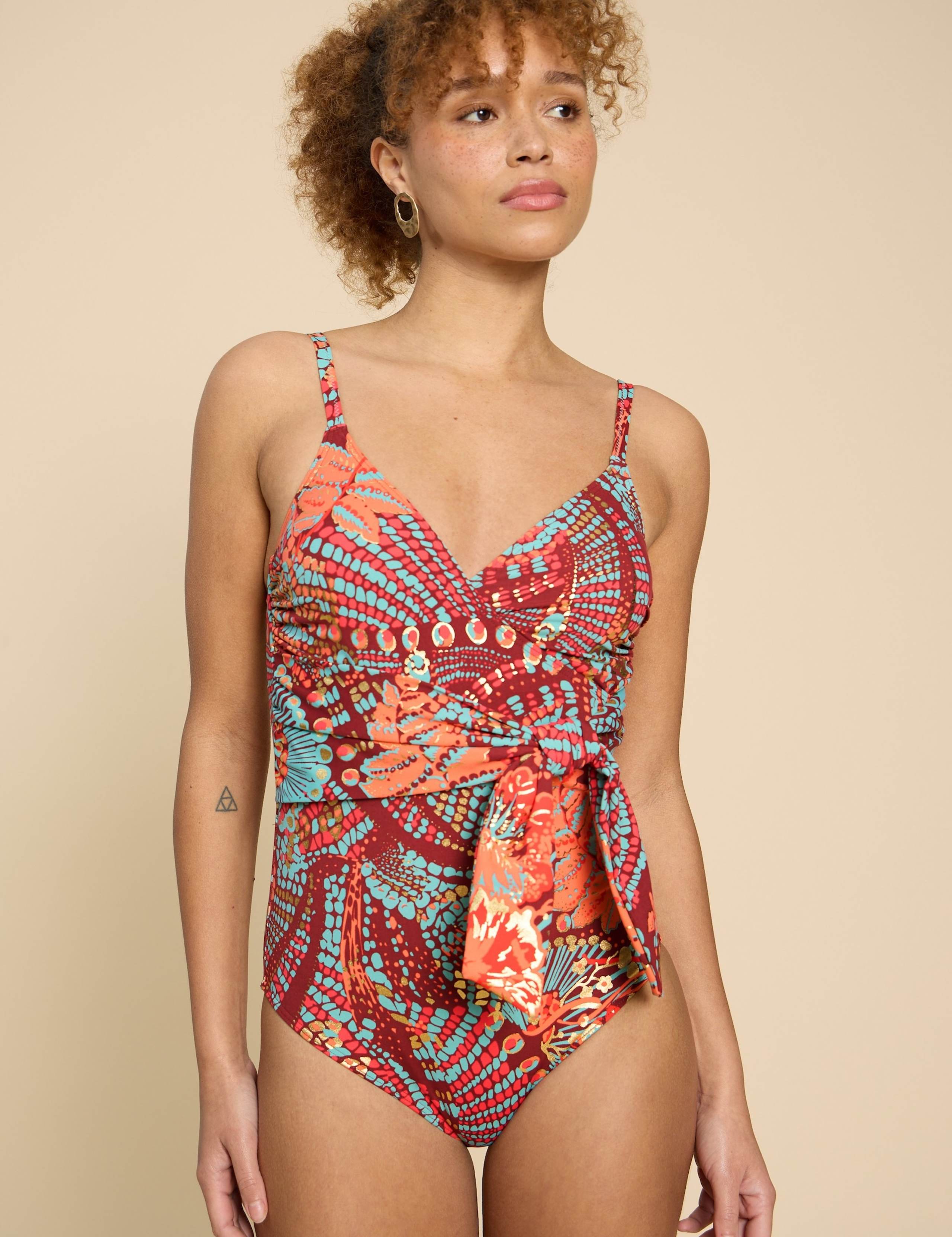 Printed V-Neck Swimsuit