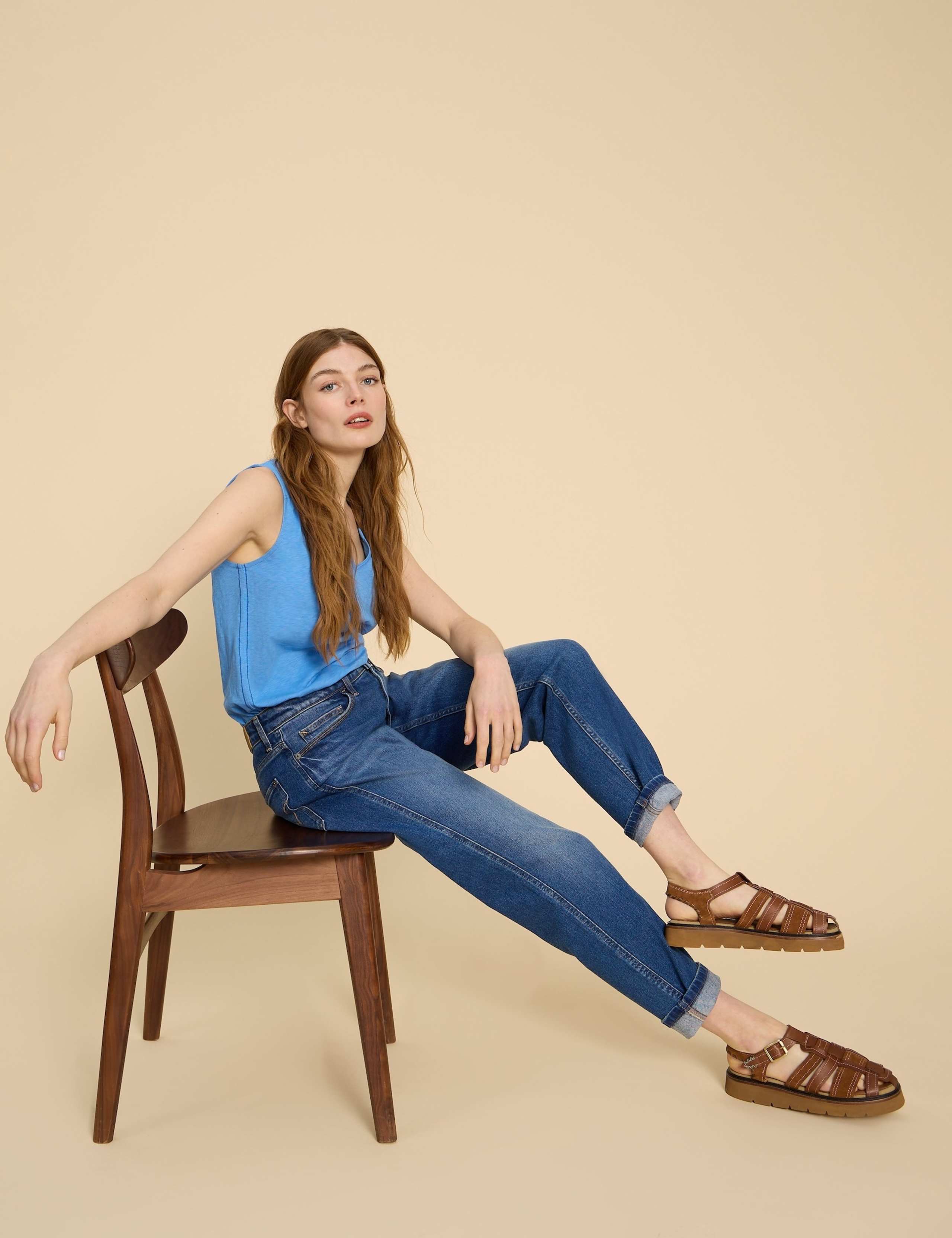 Freya Mid Rise Straight Leg Jeans