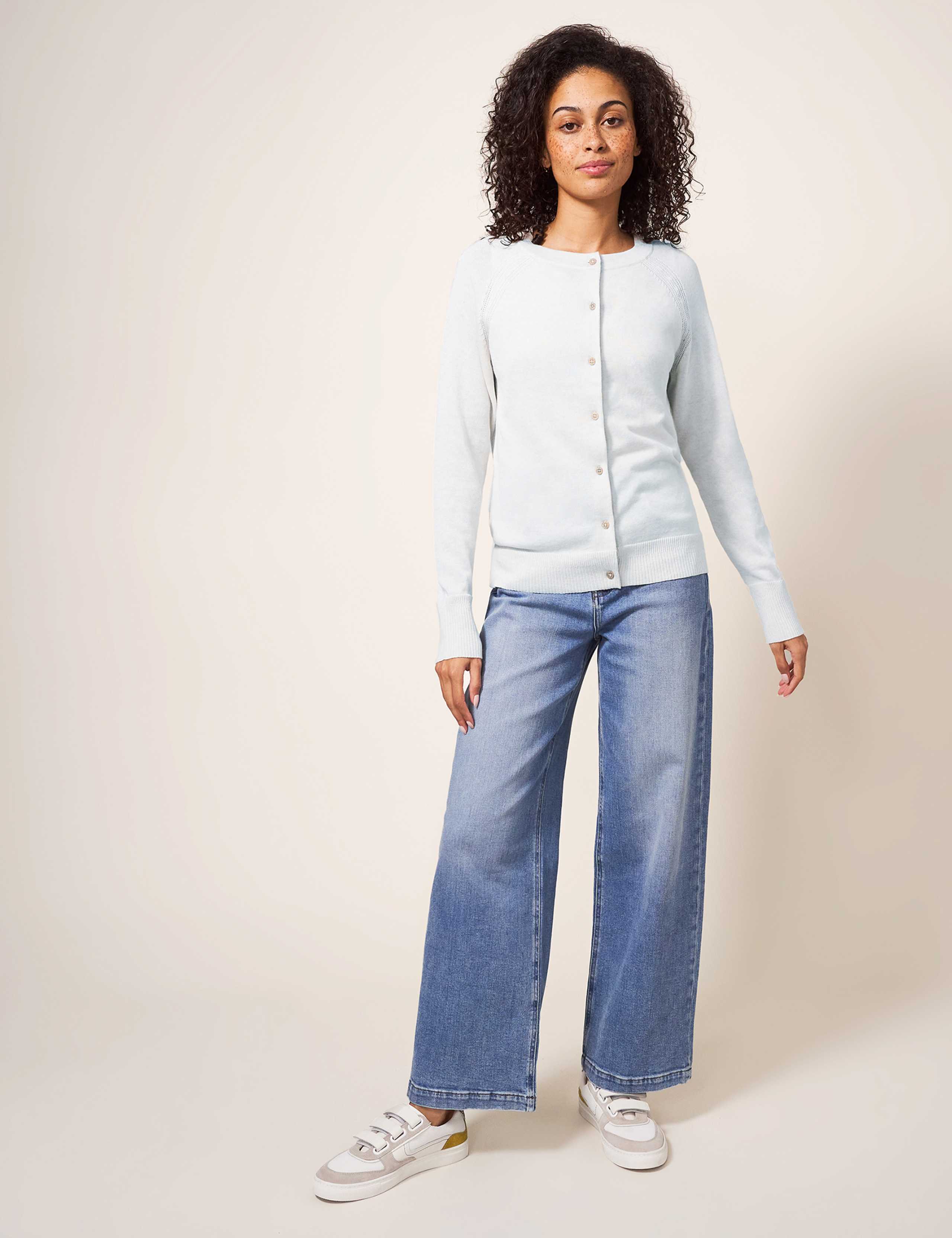 Pure Cotton Crew Neck Cardigan