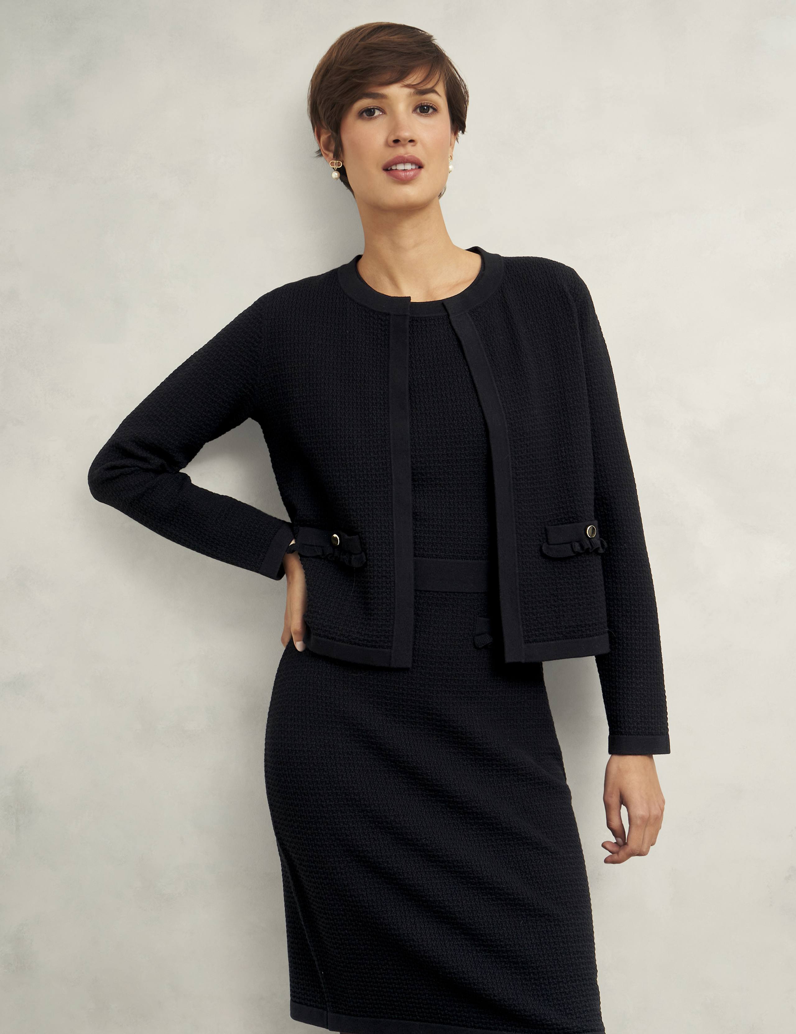 Textured Collarless Short Jacket