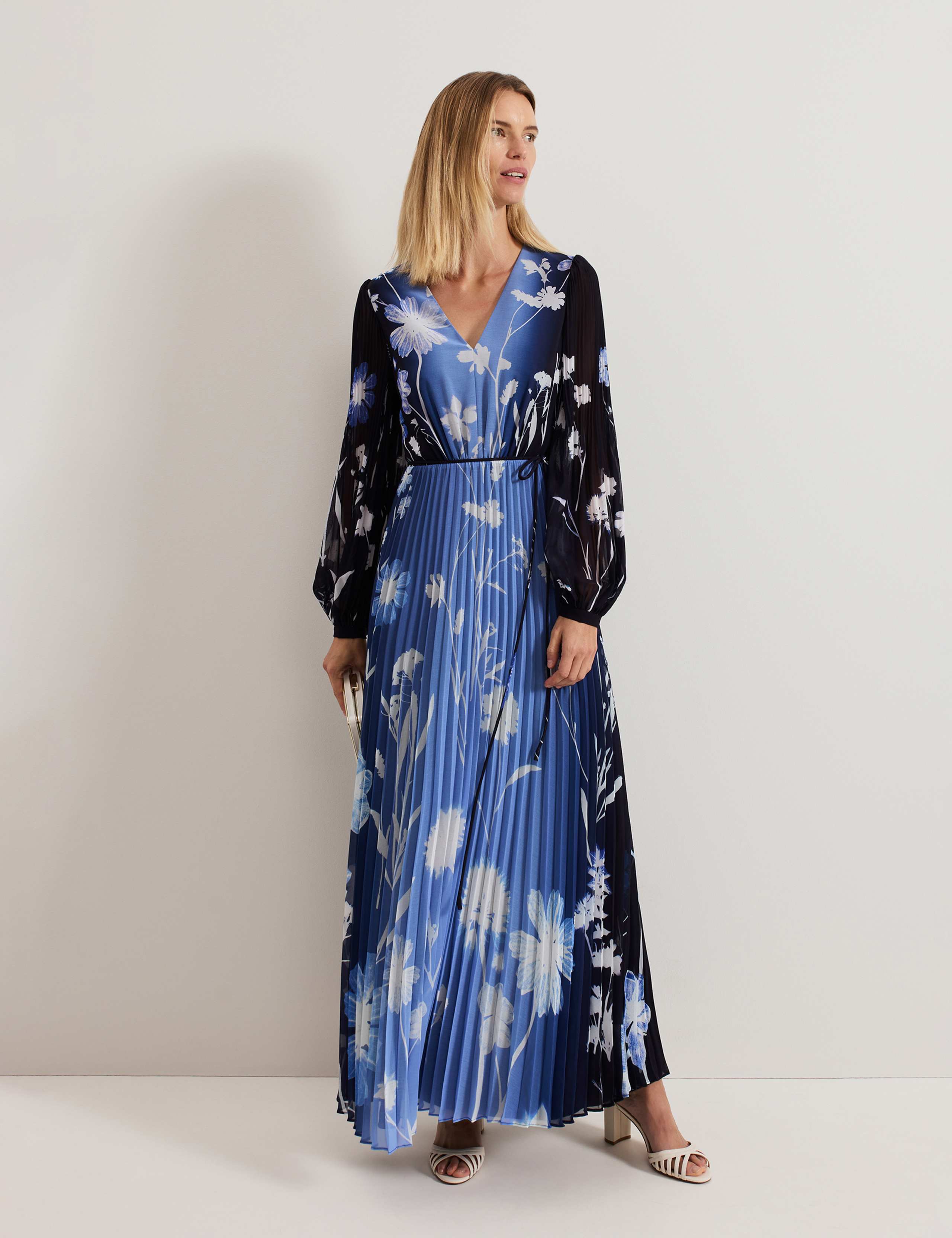 Floral V-Neck Maxi Waisted Dress
