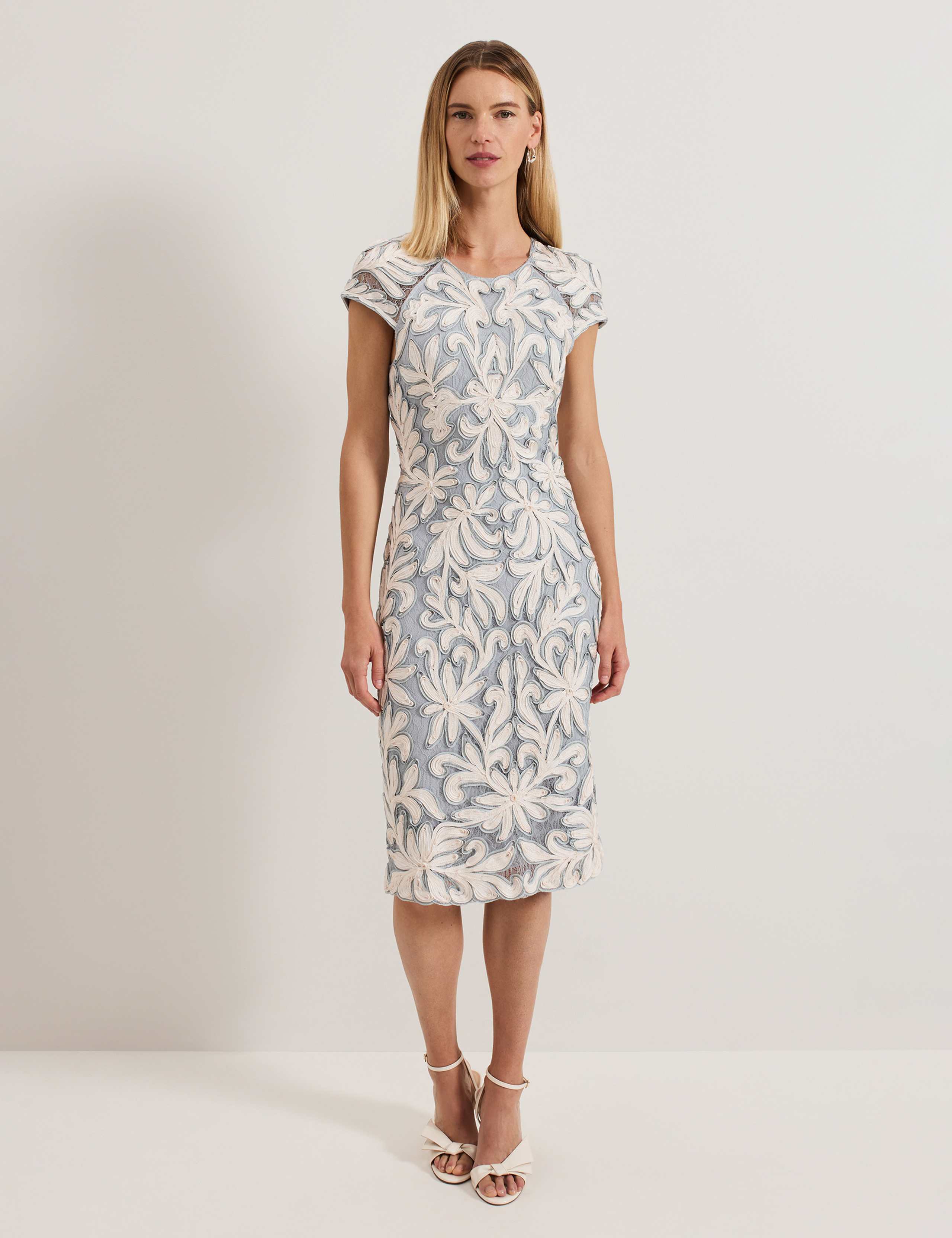 Embroidered Knee Length Shift Dress