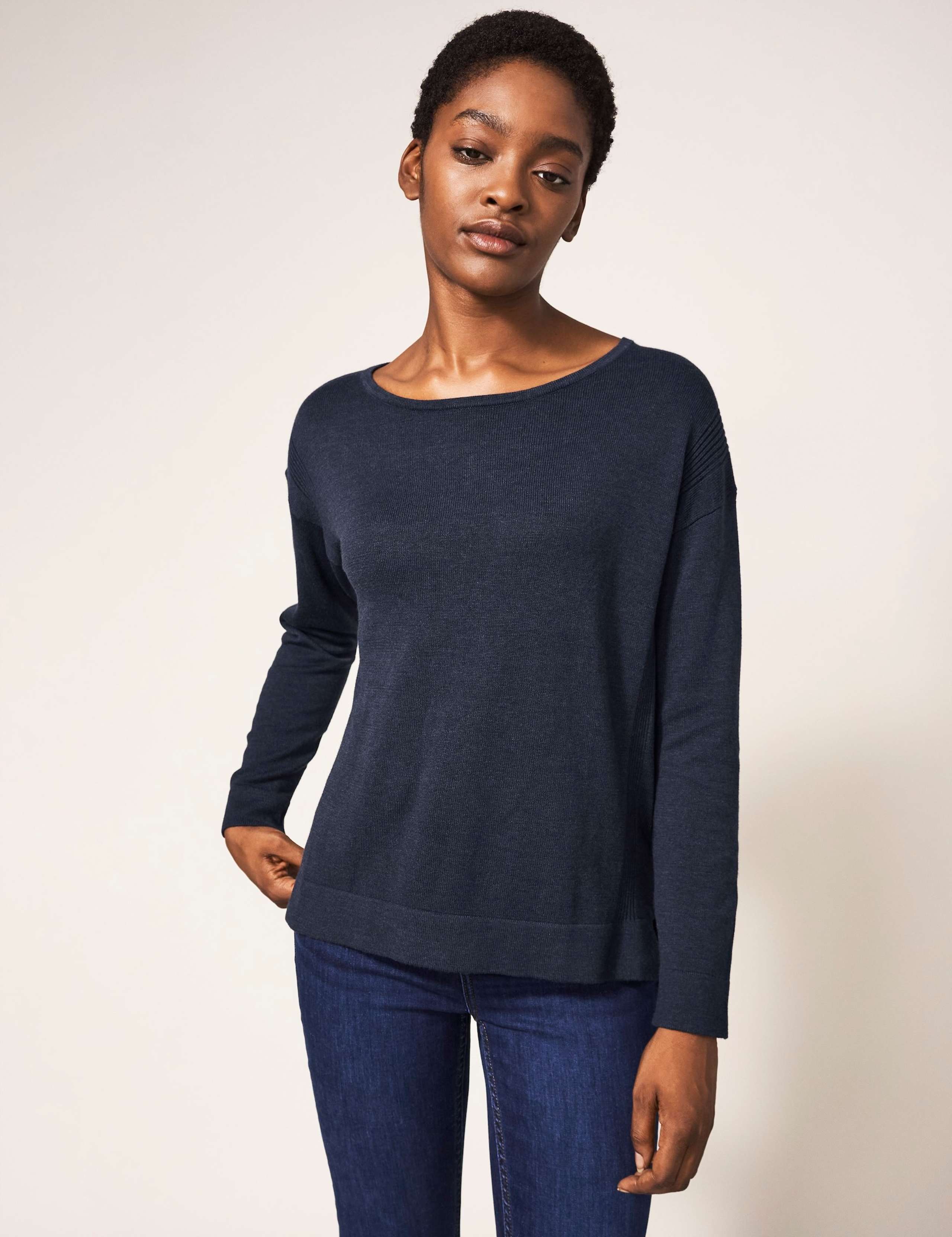 Cotton Rich Textured Crew Neck Jumper