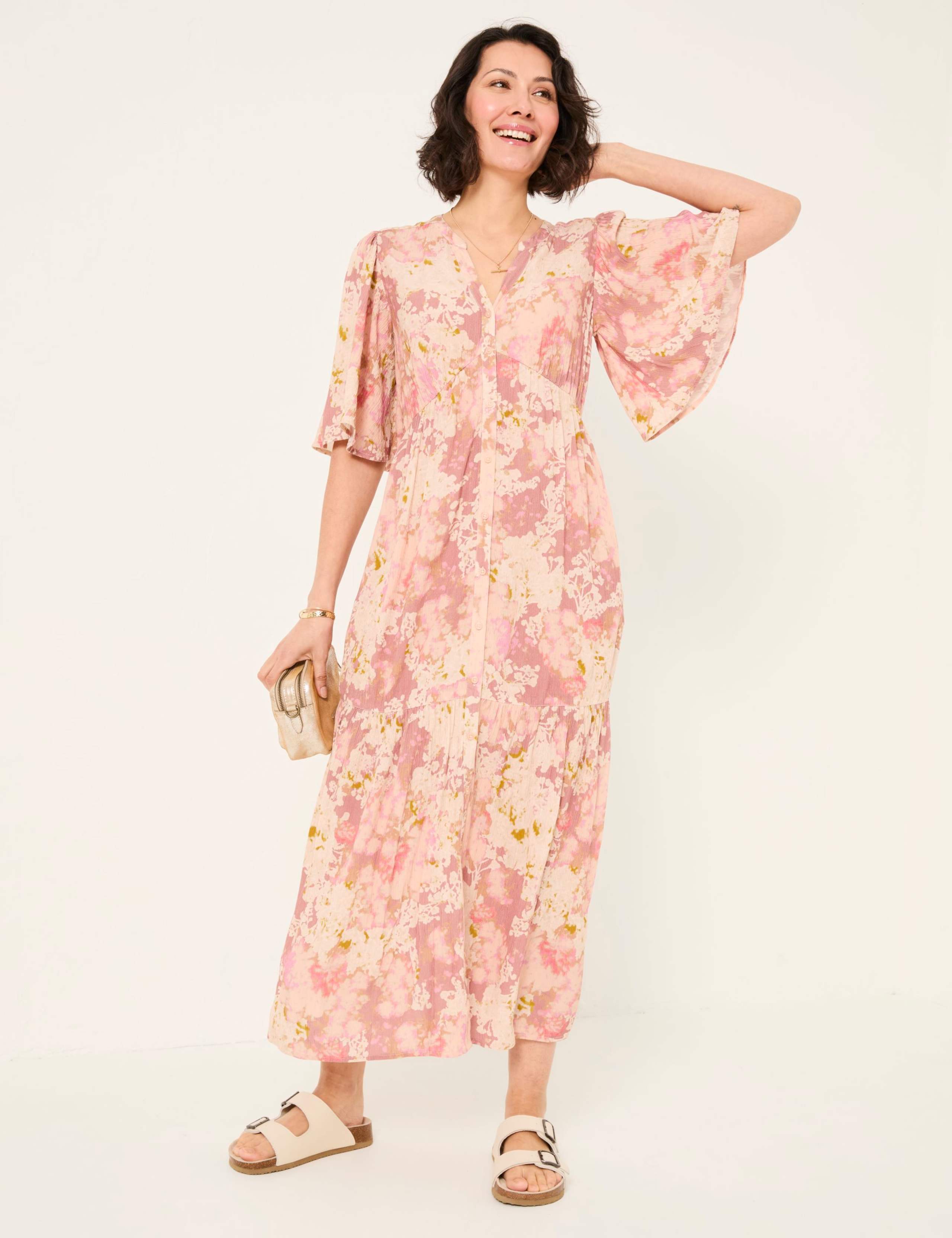 Floral V-Neck Maxi Tiered Dress
