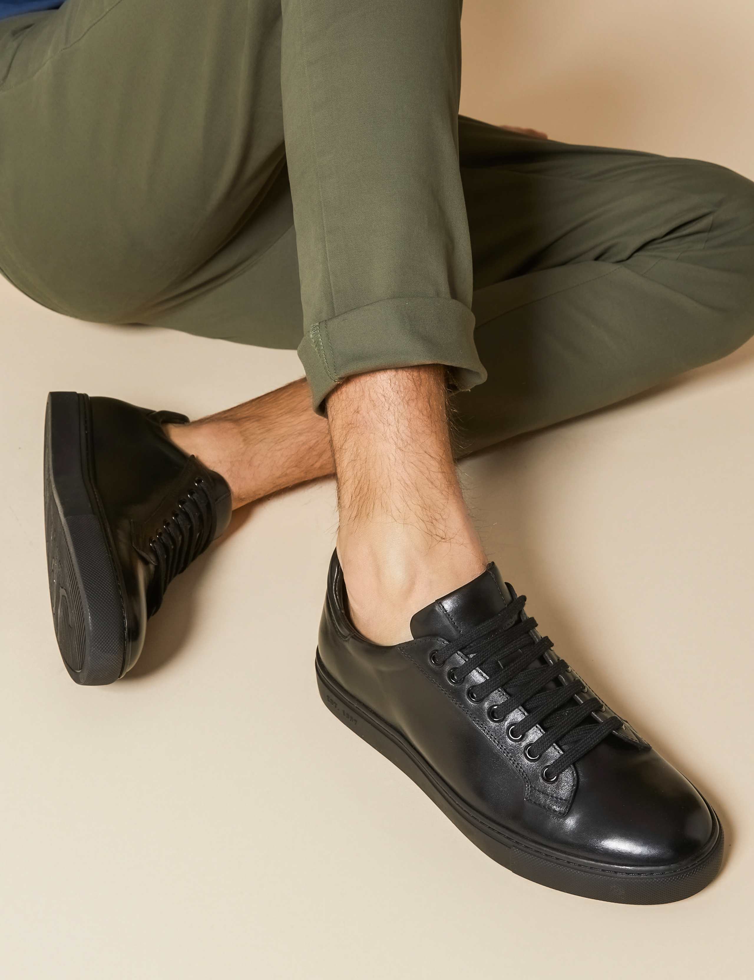 Leather Lace Up Trainers