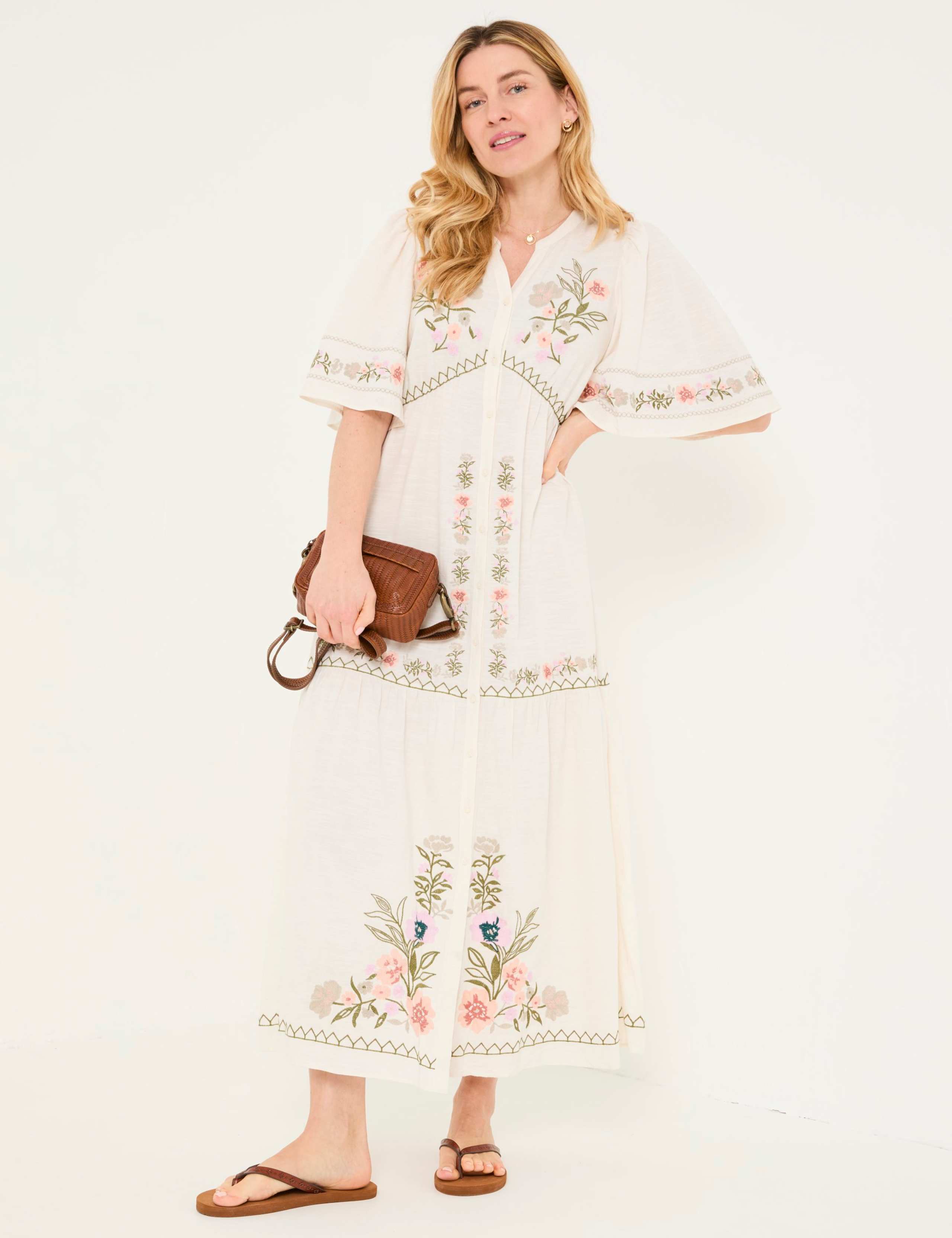 Floral Notch Neck Midi Tiered Dress