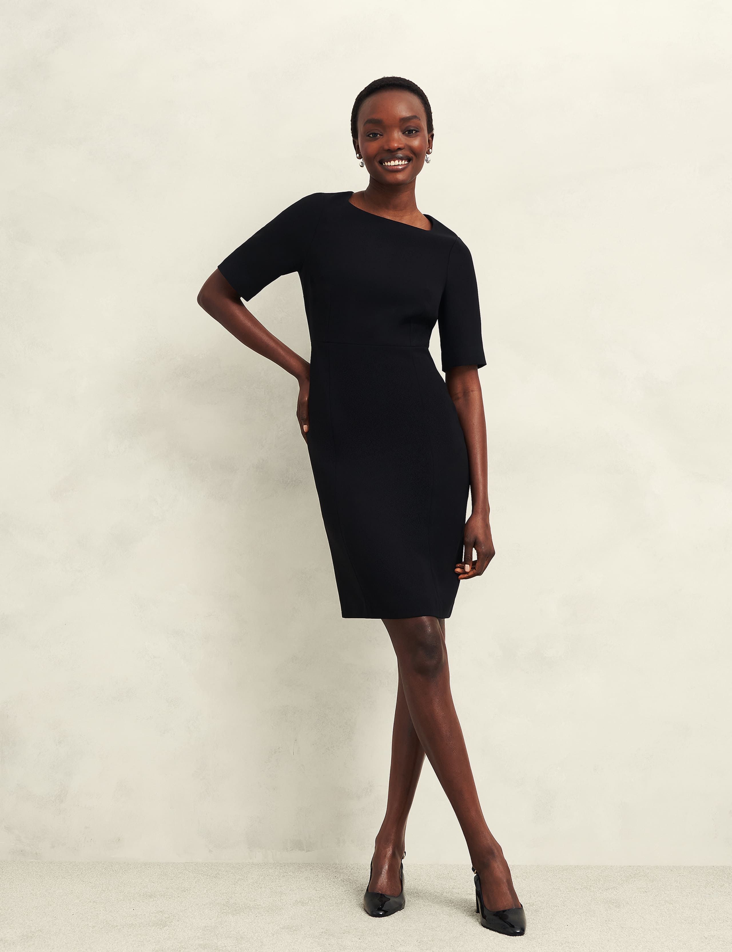 Square Neck Knee Length Shift Dress