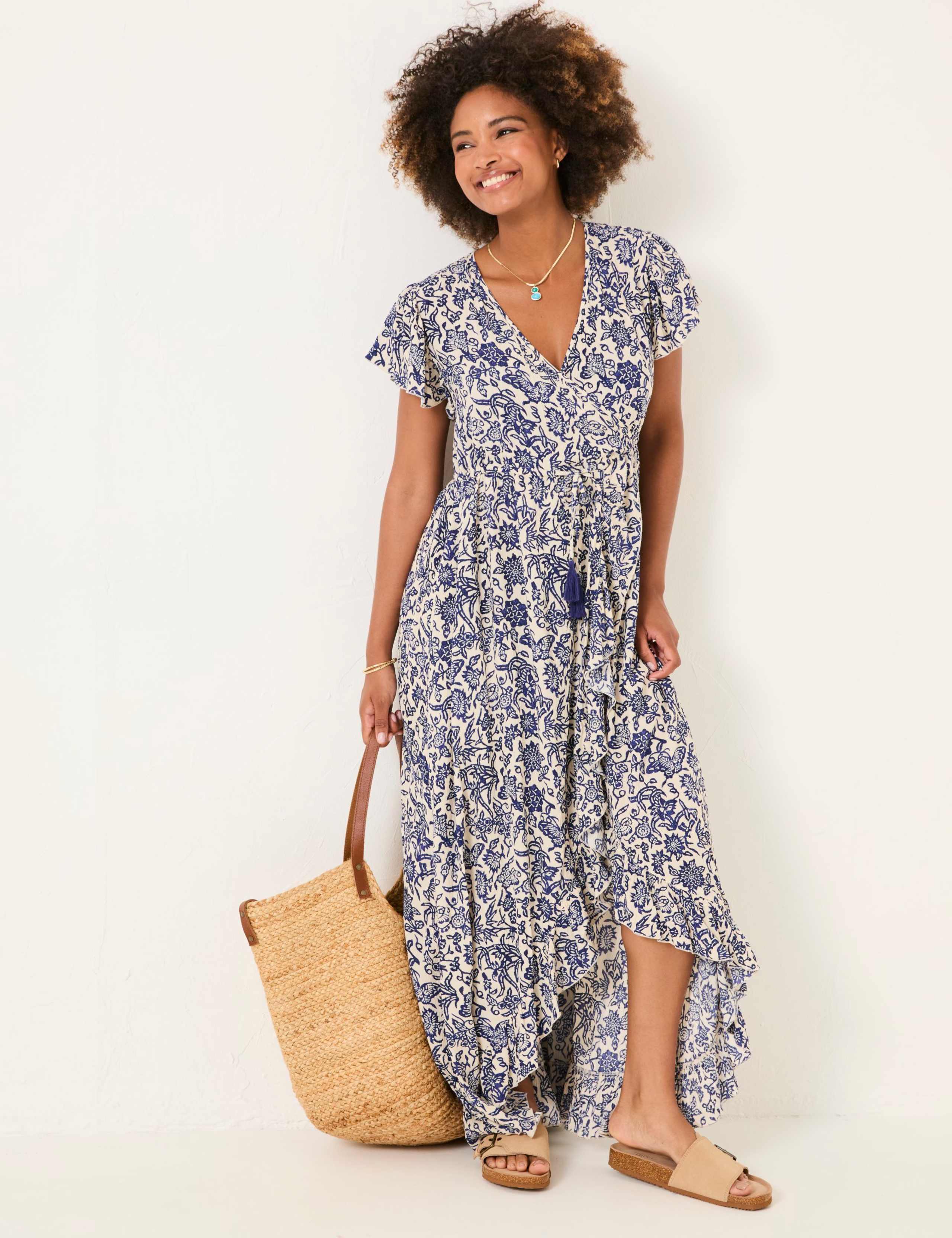 Floral V-Neck Waisted Midi Dress