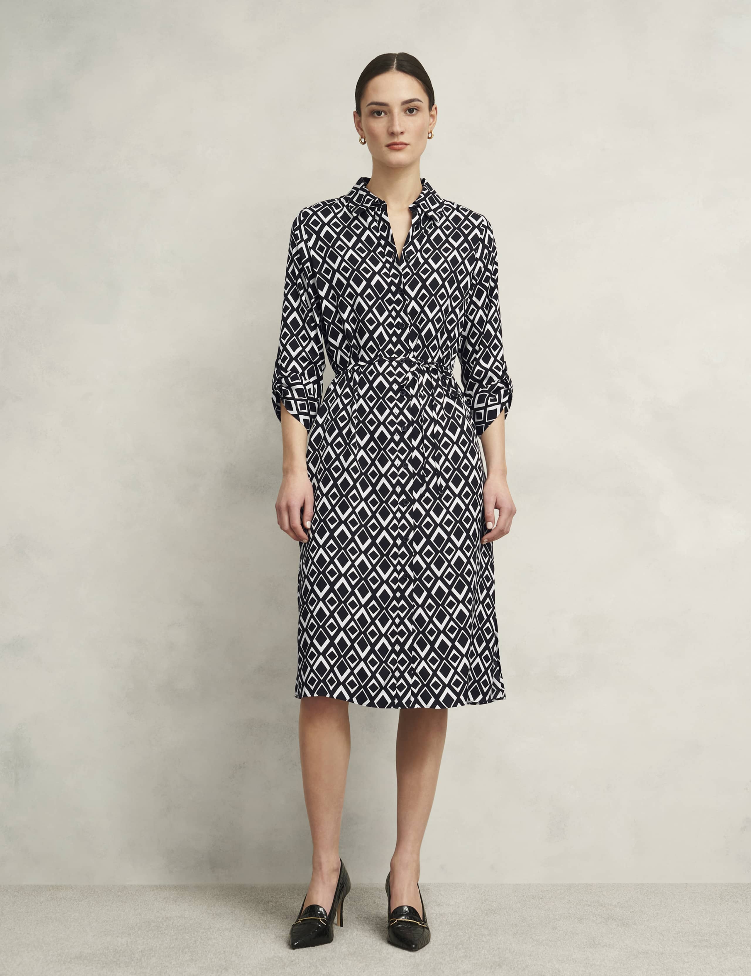 Cali Geometric Midi Shirt Dress