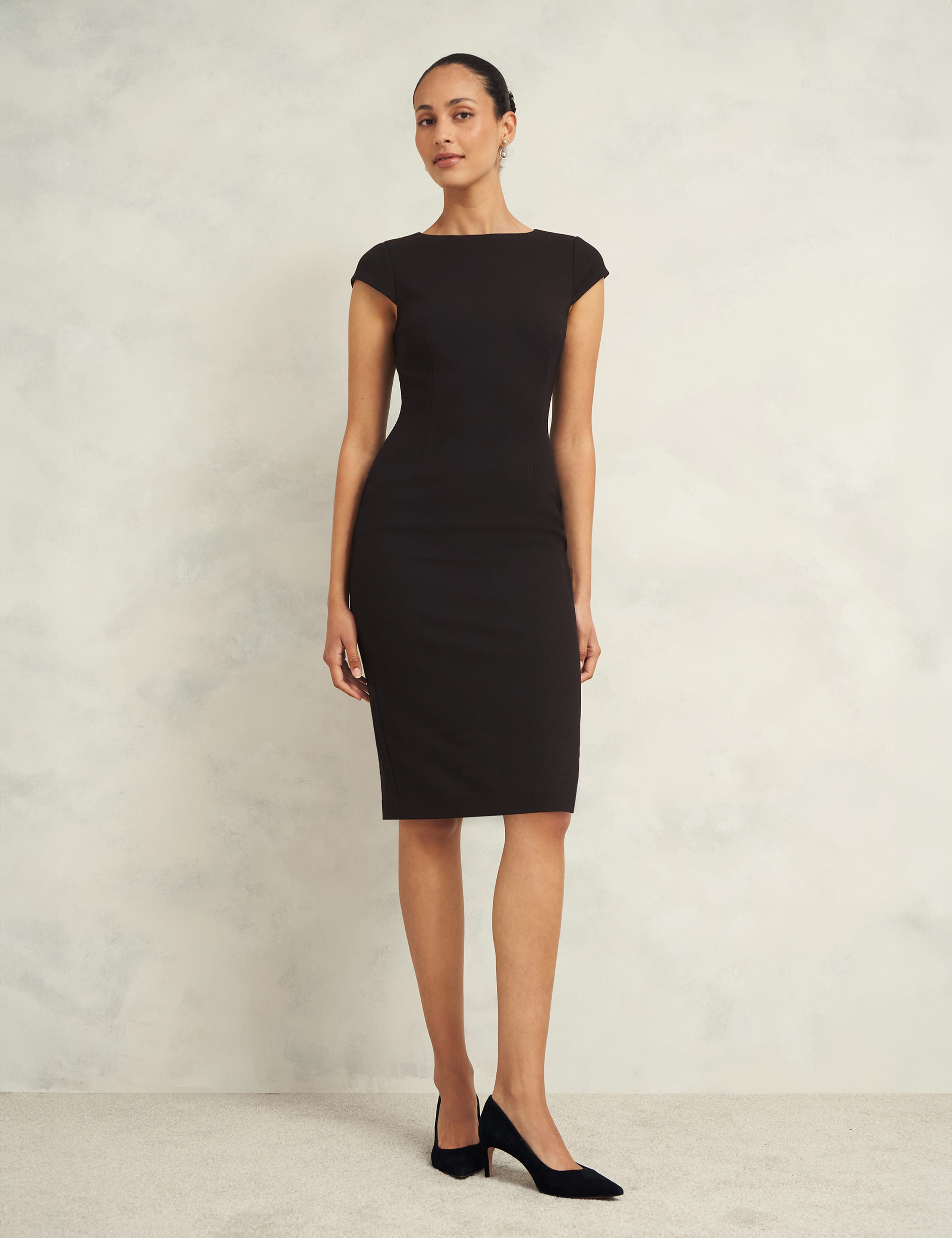 Wide Neck Knee Length Shift Dress