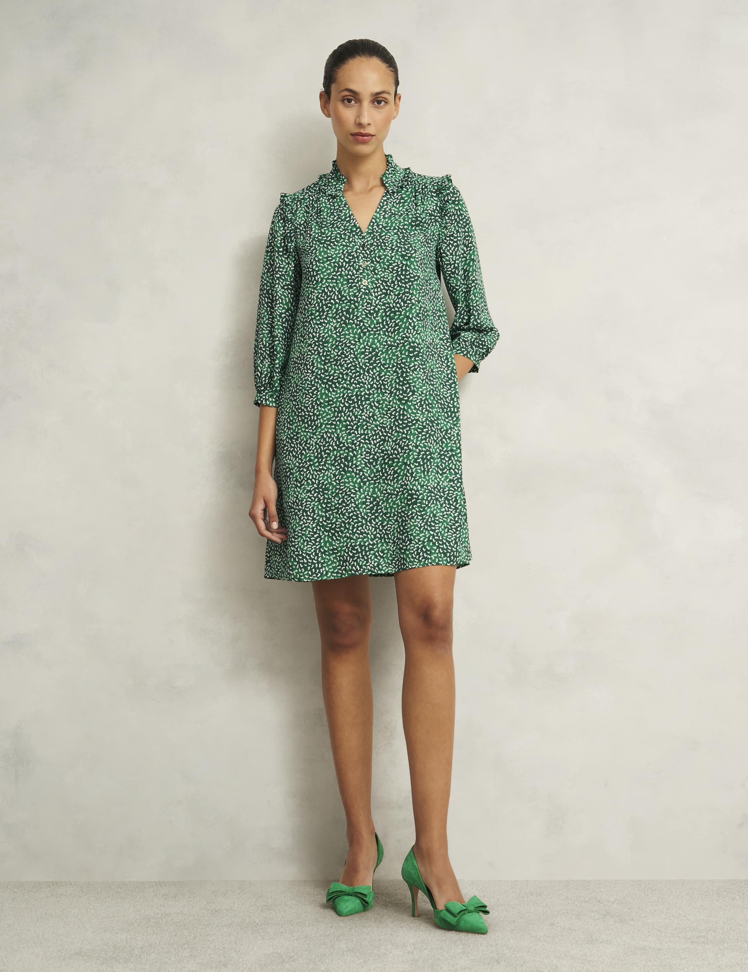 Laurel Printed V-Neck Mini Shift Dress