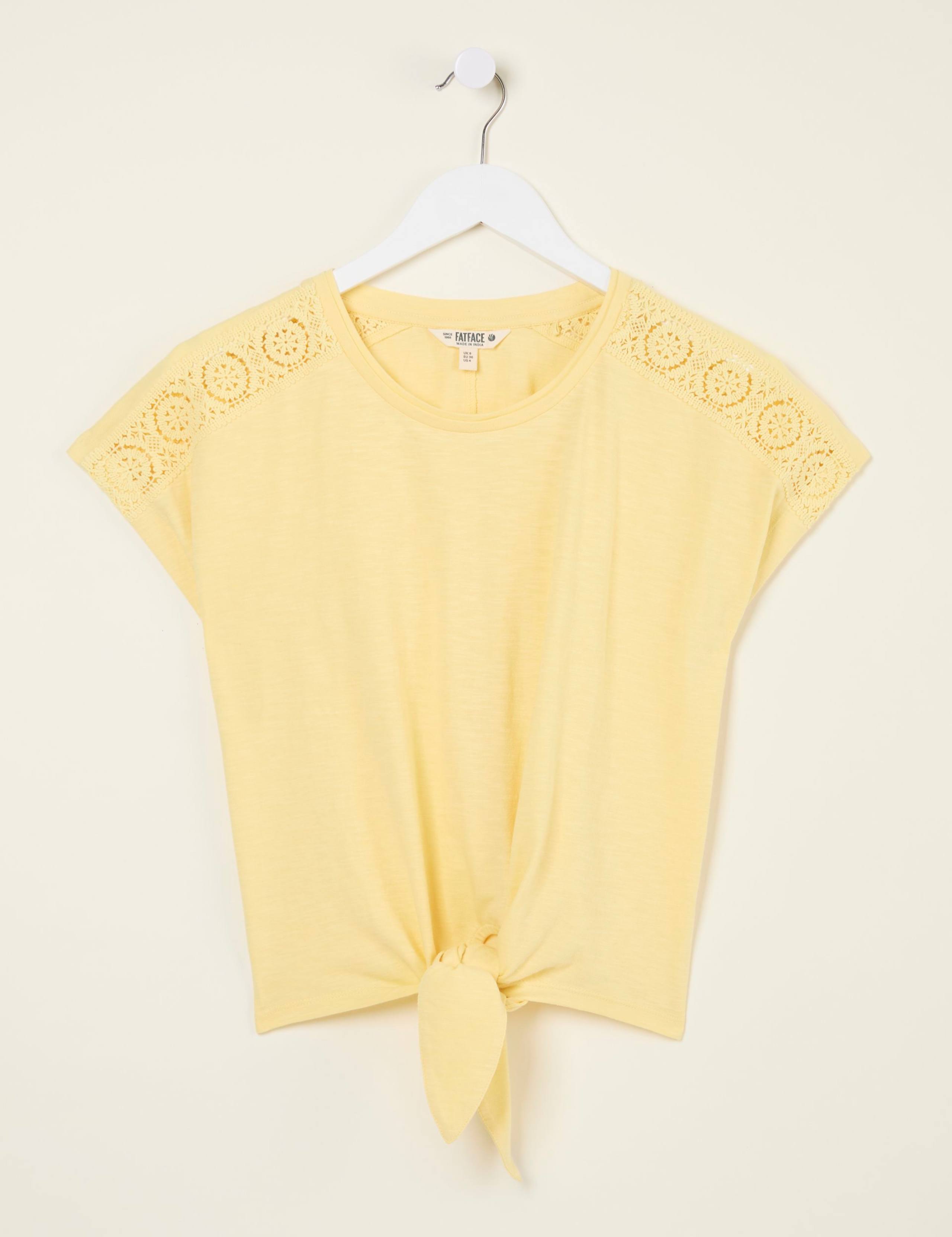Pure Cotton Lace Detail Tie Front Top