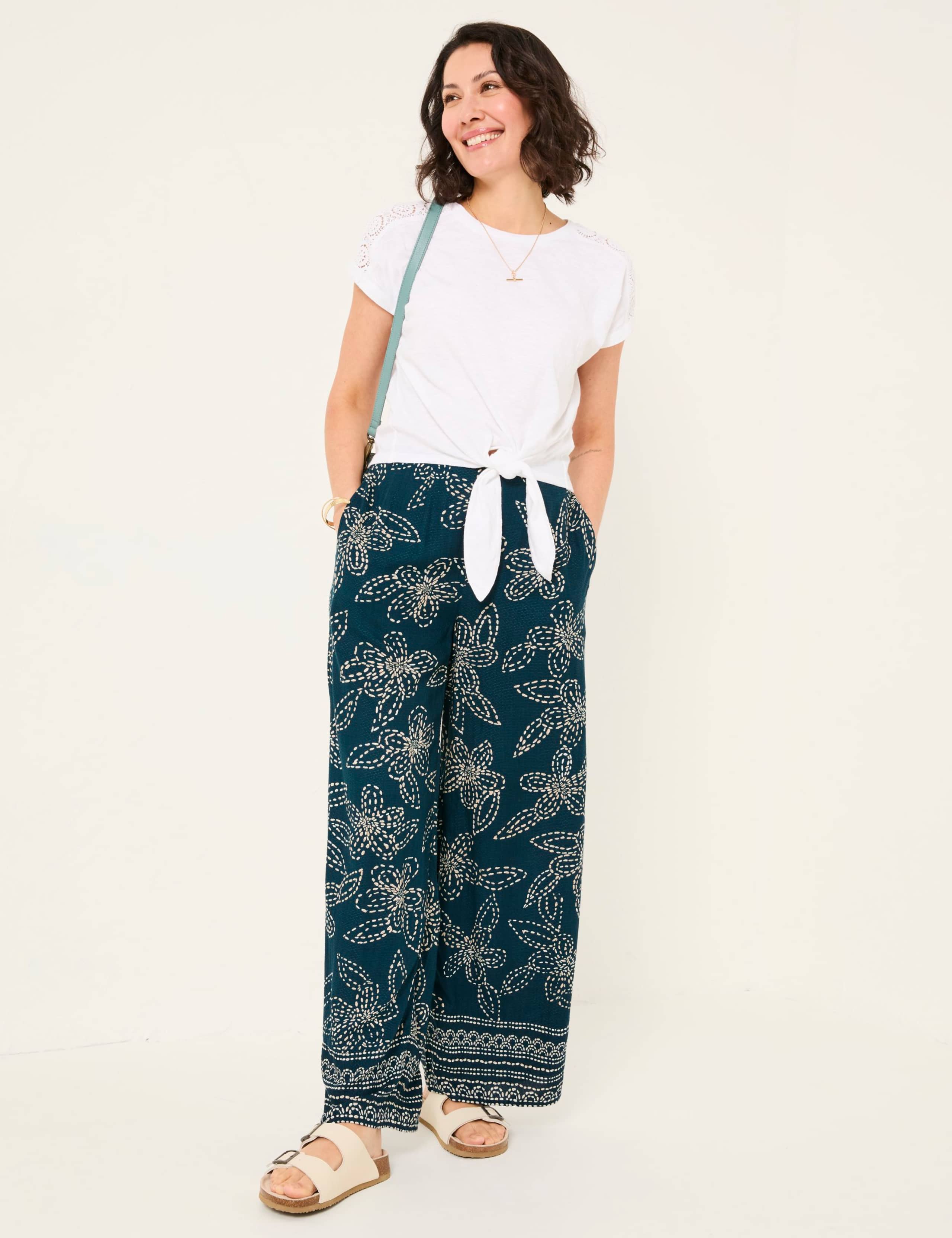 Pure Cotton Lace Detail Tie Front Top