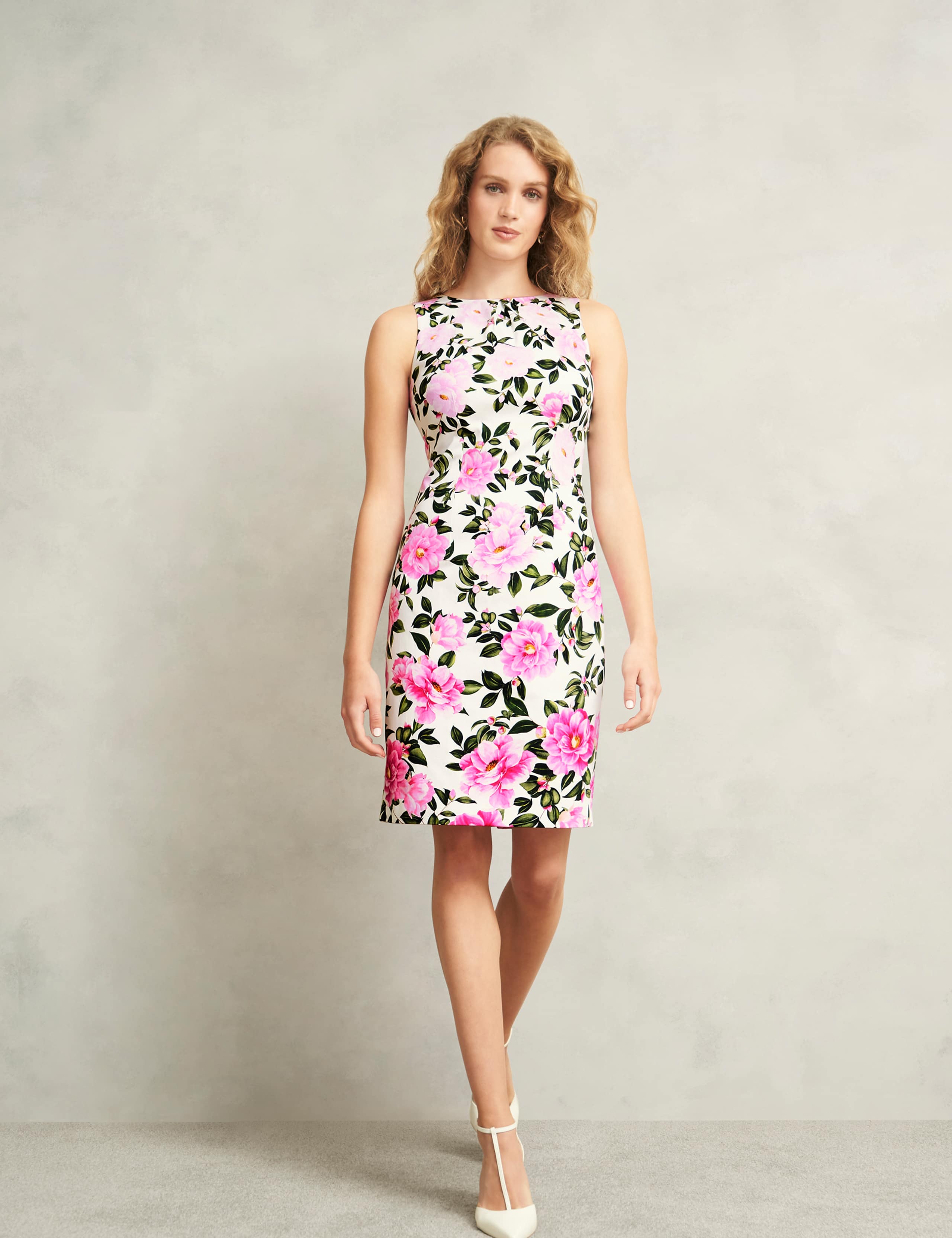 Cotton Rich Floral Column Shift Dress