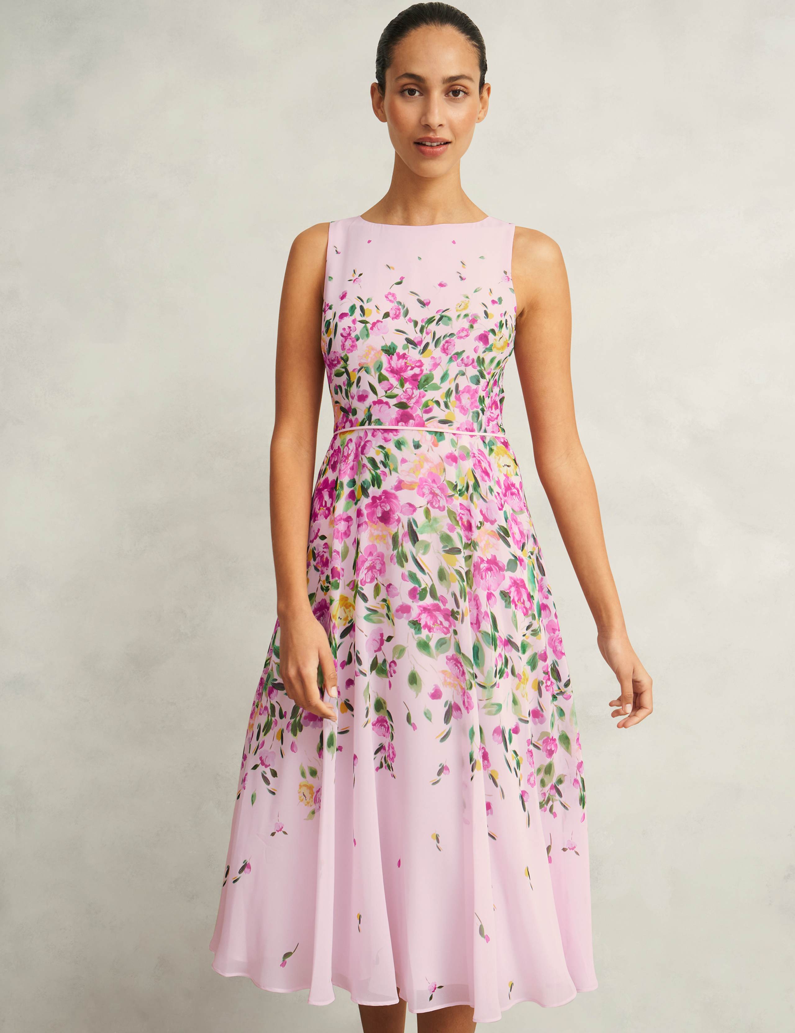 Carly Round Neck Floral Midi Skater Dress
