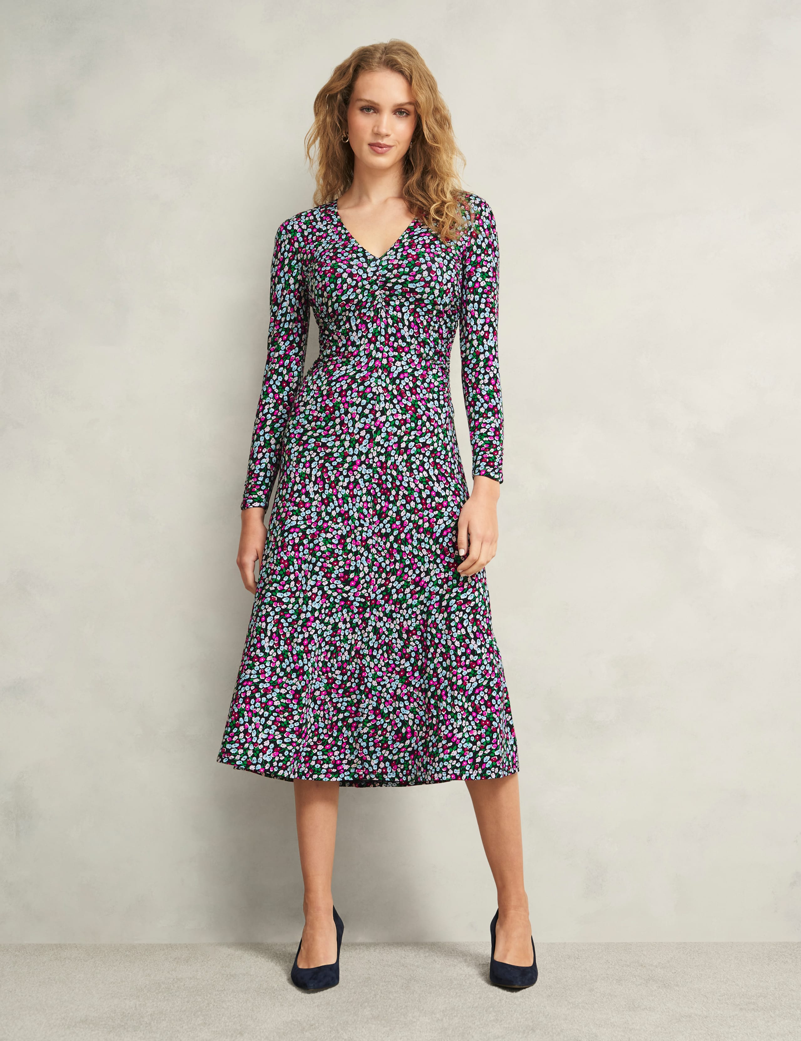 Jersey Floral Midi Skater Dress