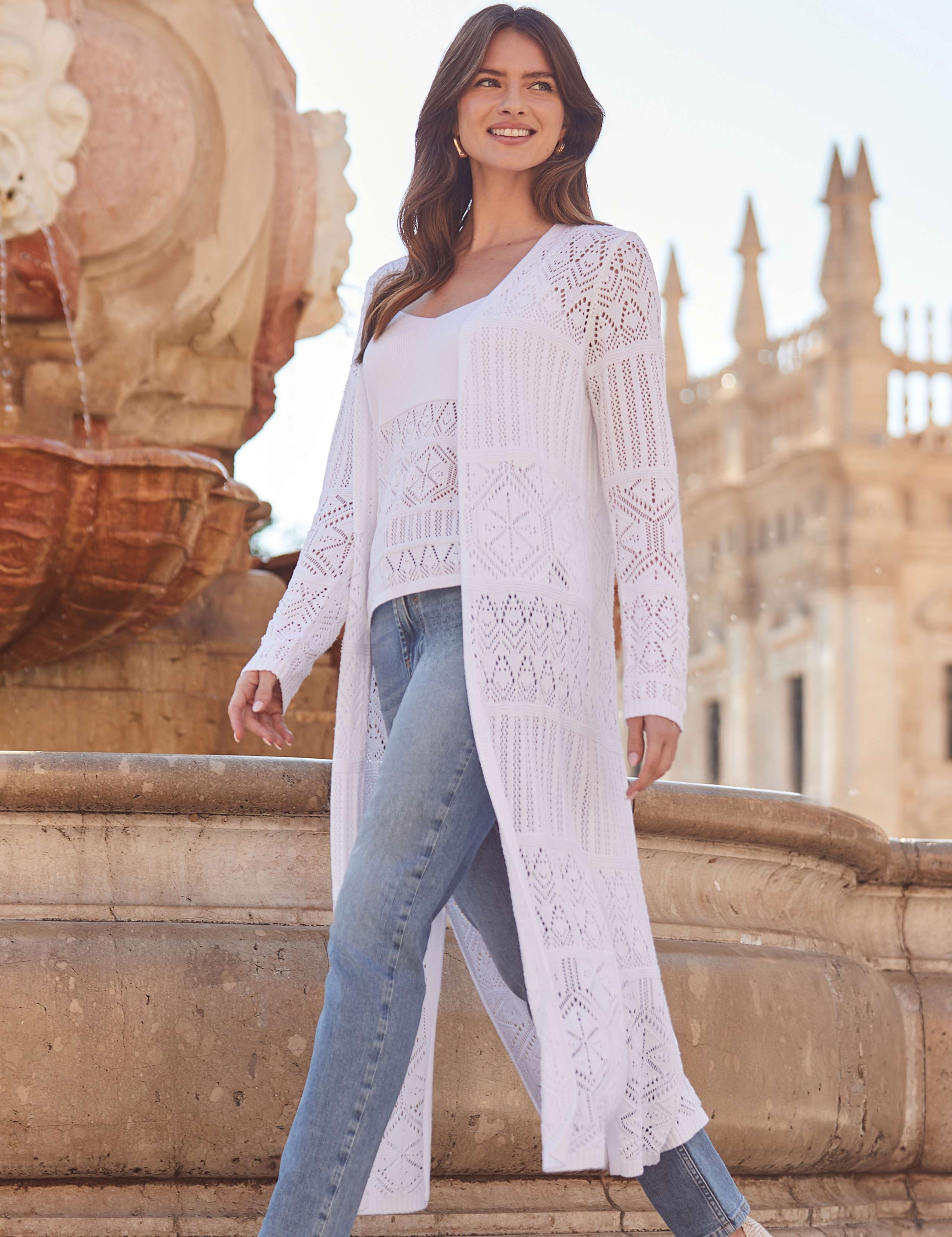 Cotton Blend Longline Cardigan