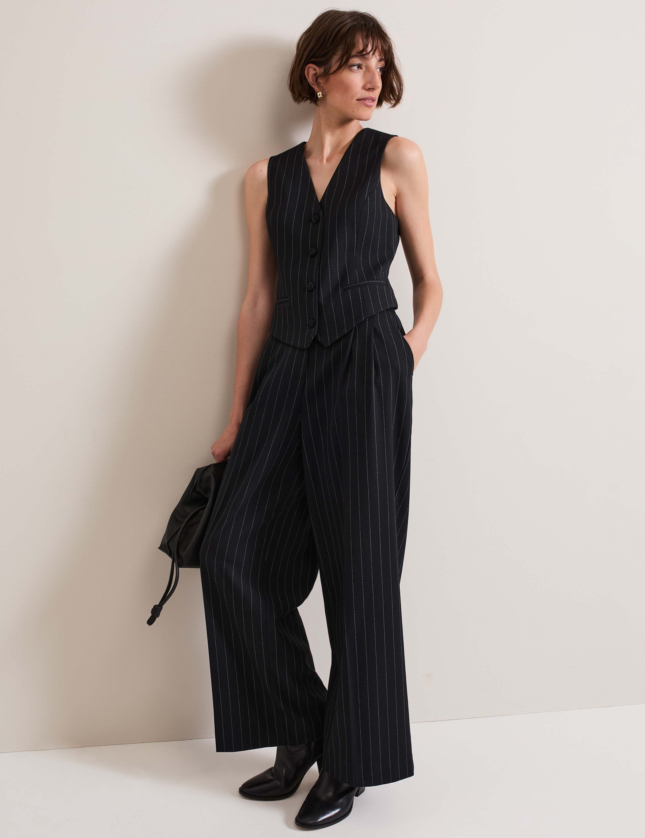Pinstripe Wide Leg Trousers