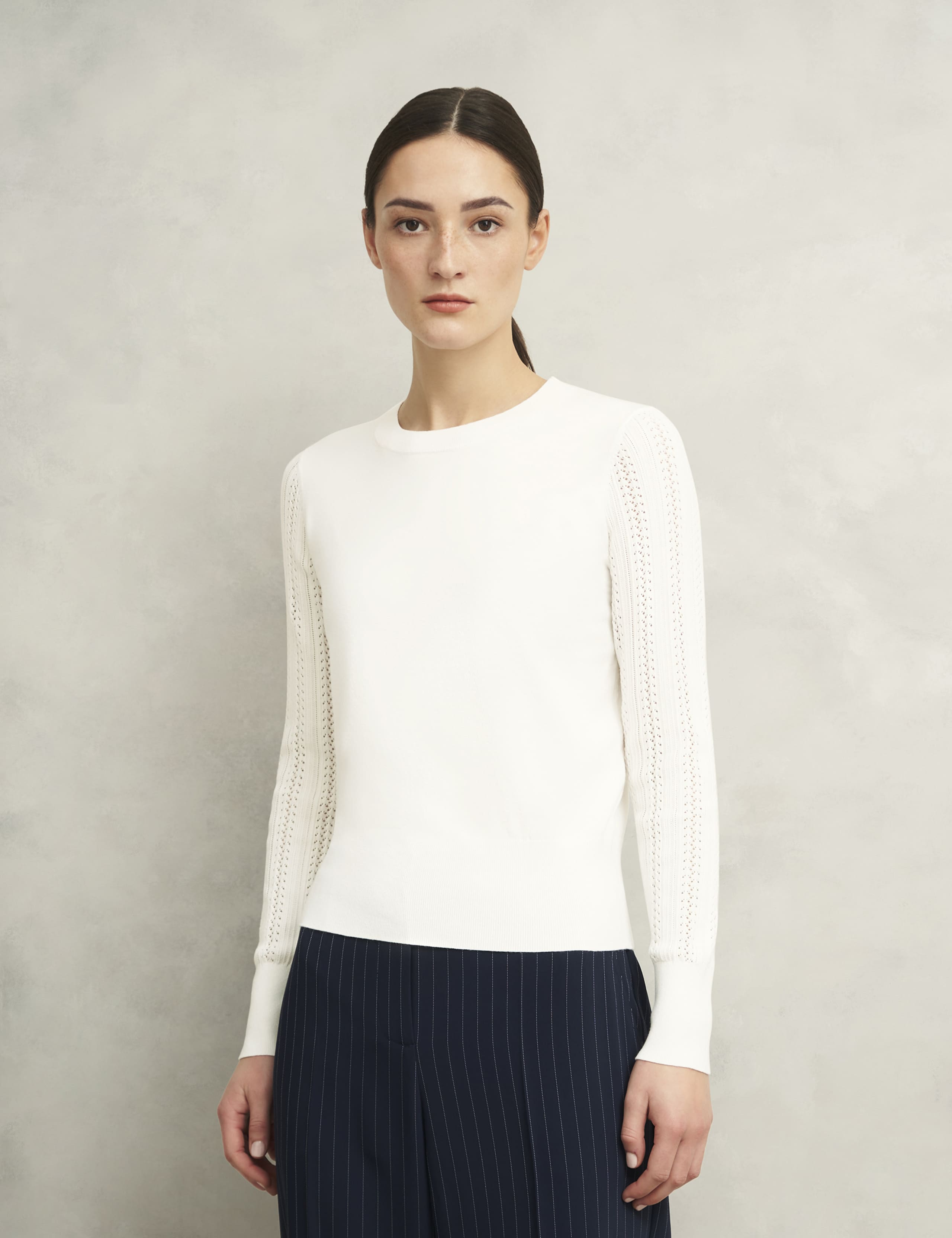 Pointelle Crew Neck Jumper