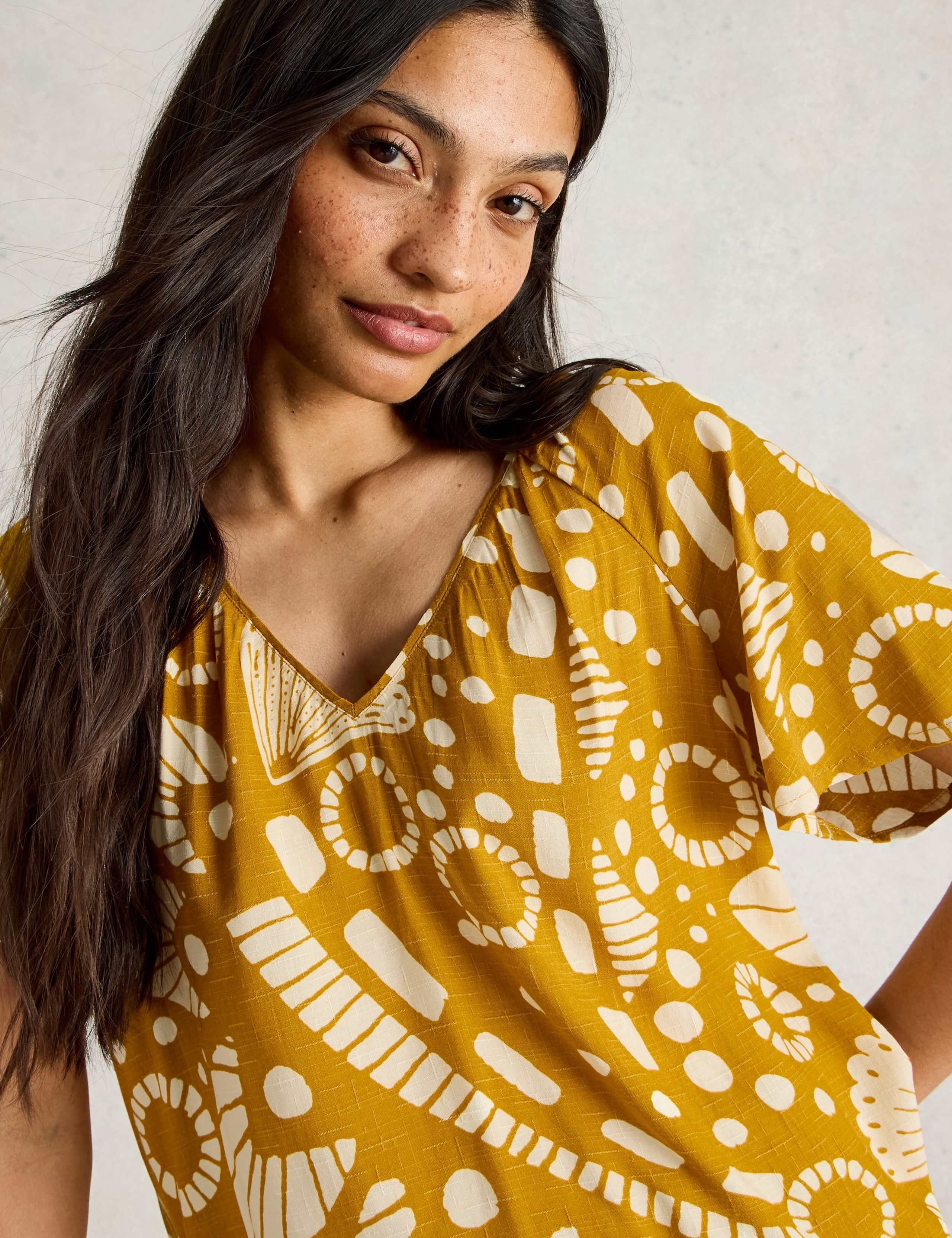 Printed V-Neck Top