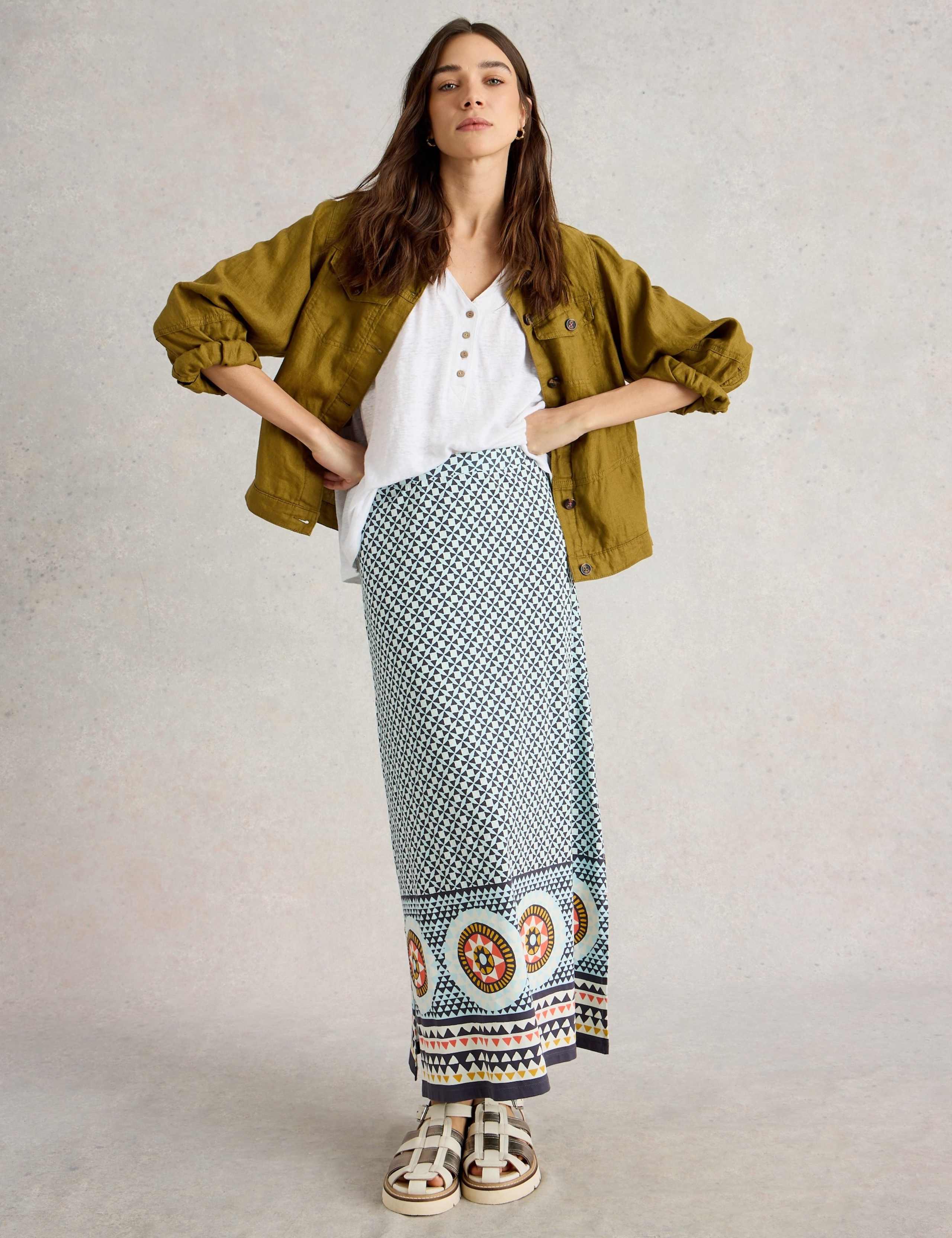 Jersey Printed Maxi Column Skirt
